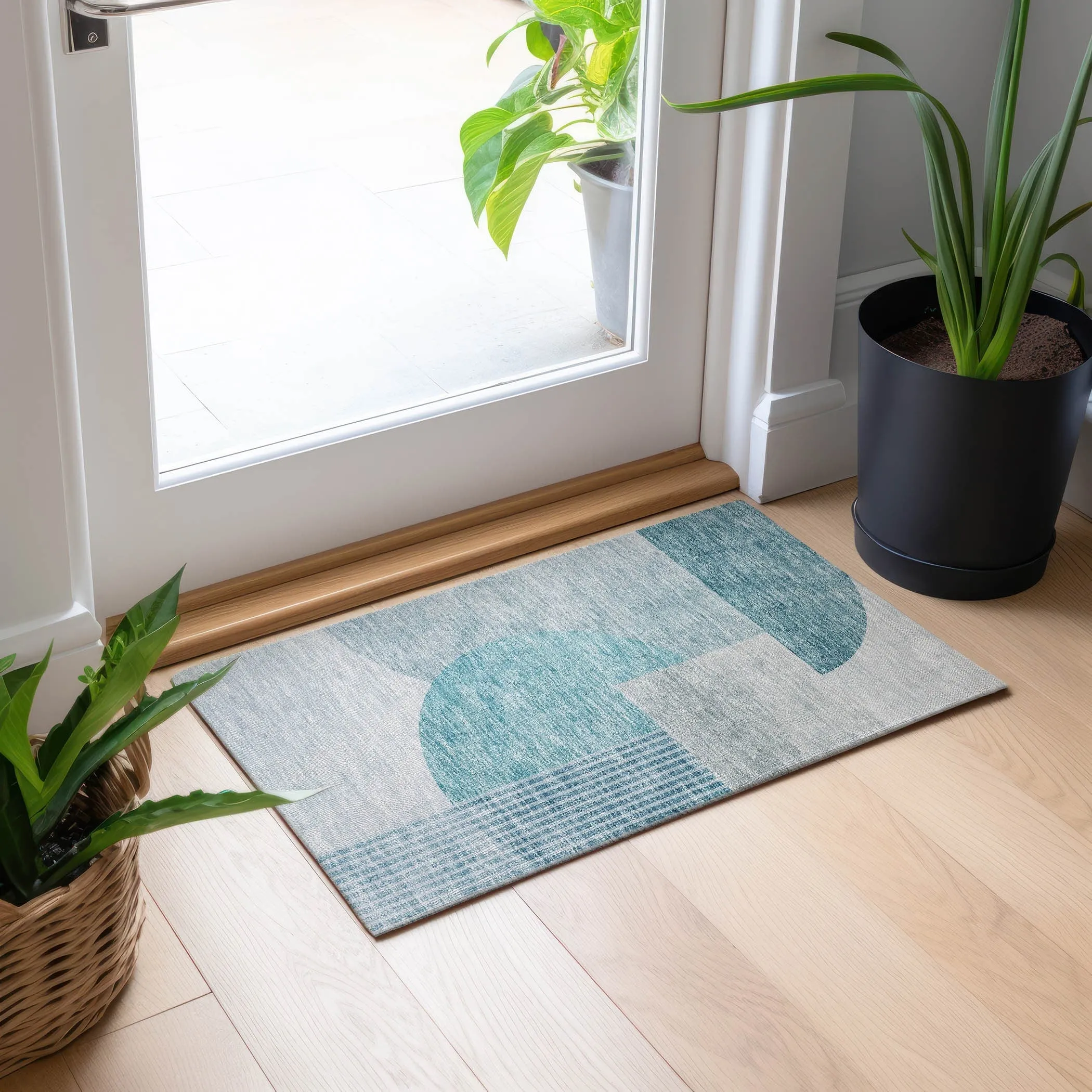 Machine Washable Indoor/ Outdoor Chantille Contemporary Modern Rug