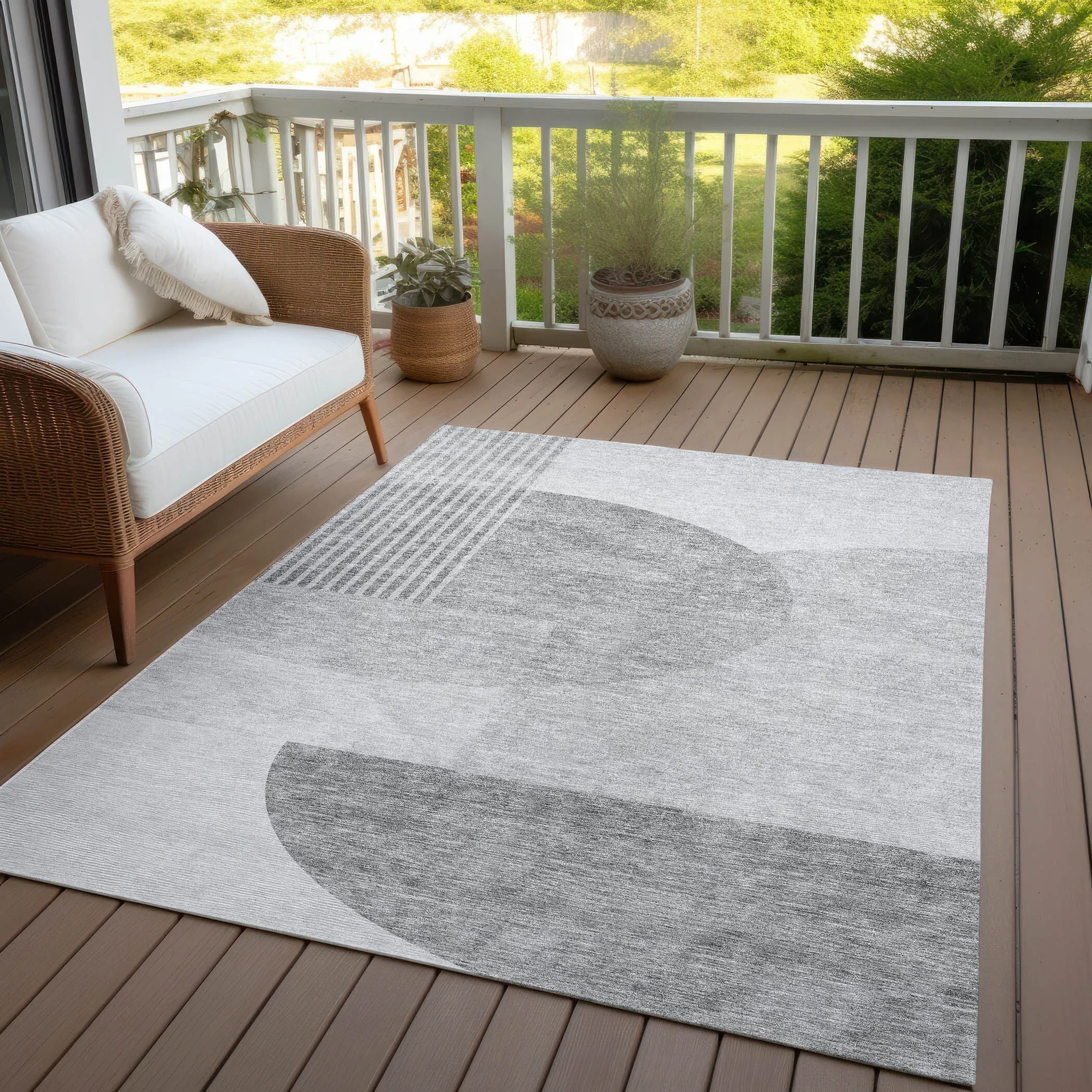 Machine Washable Indoor/ Outdoor Chantille Contemporary Modern Rug