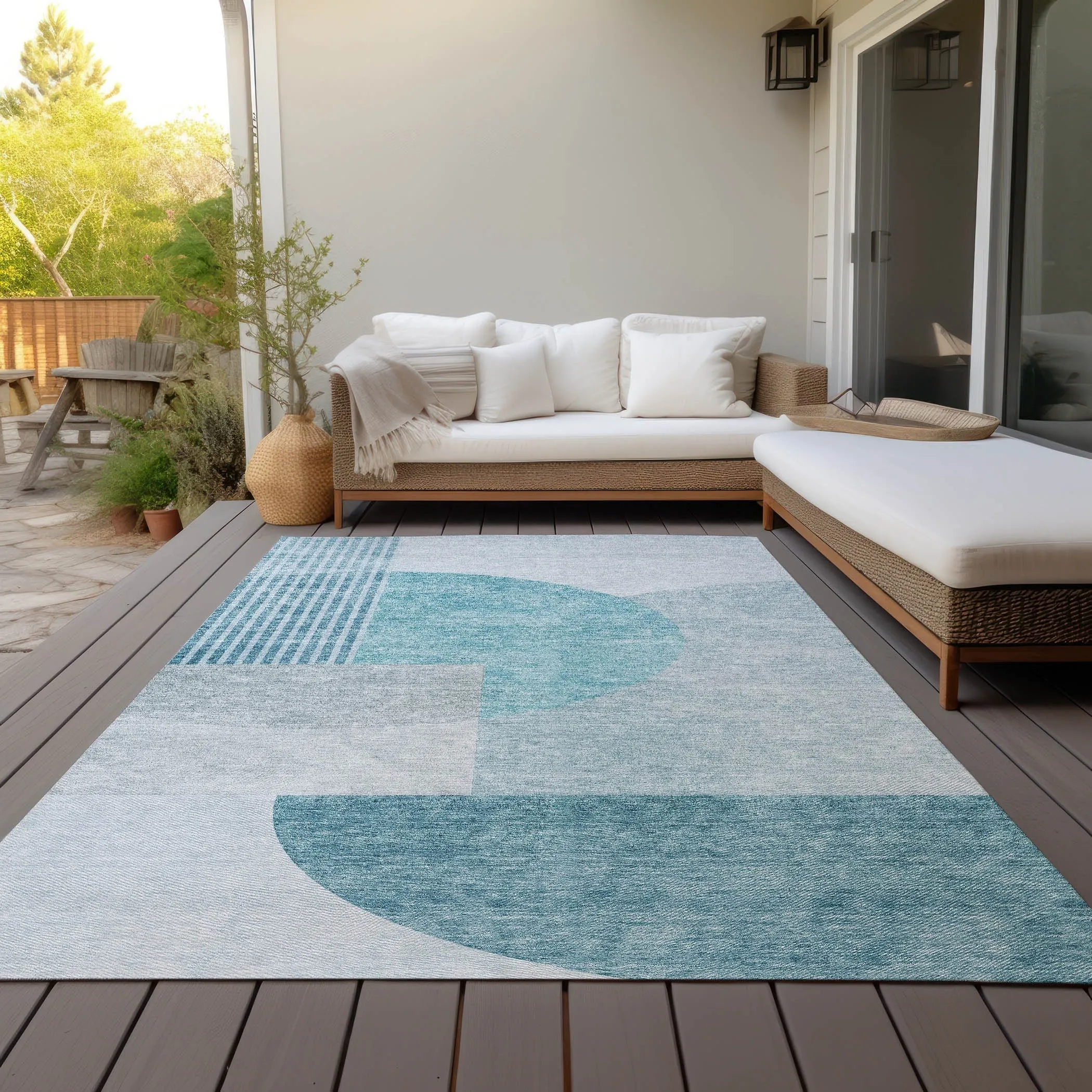 Machine Washable Indoor/ Outdoor Chantille Contemporary Modern Rug