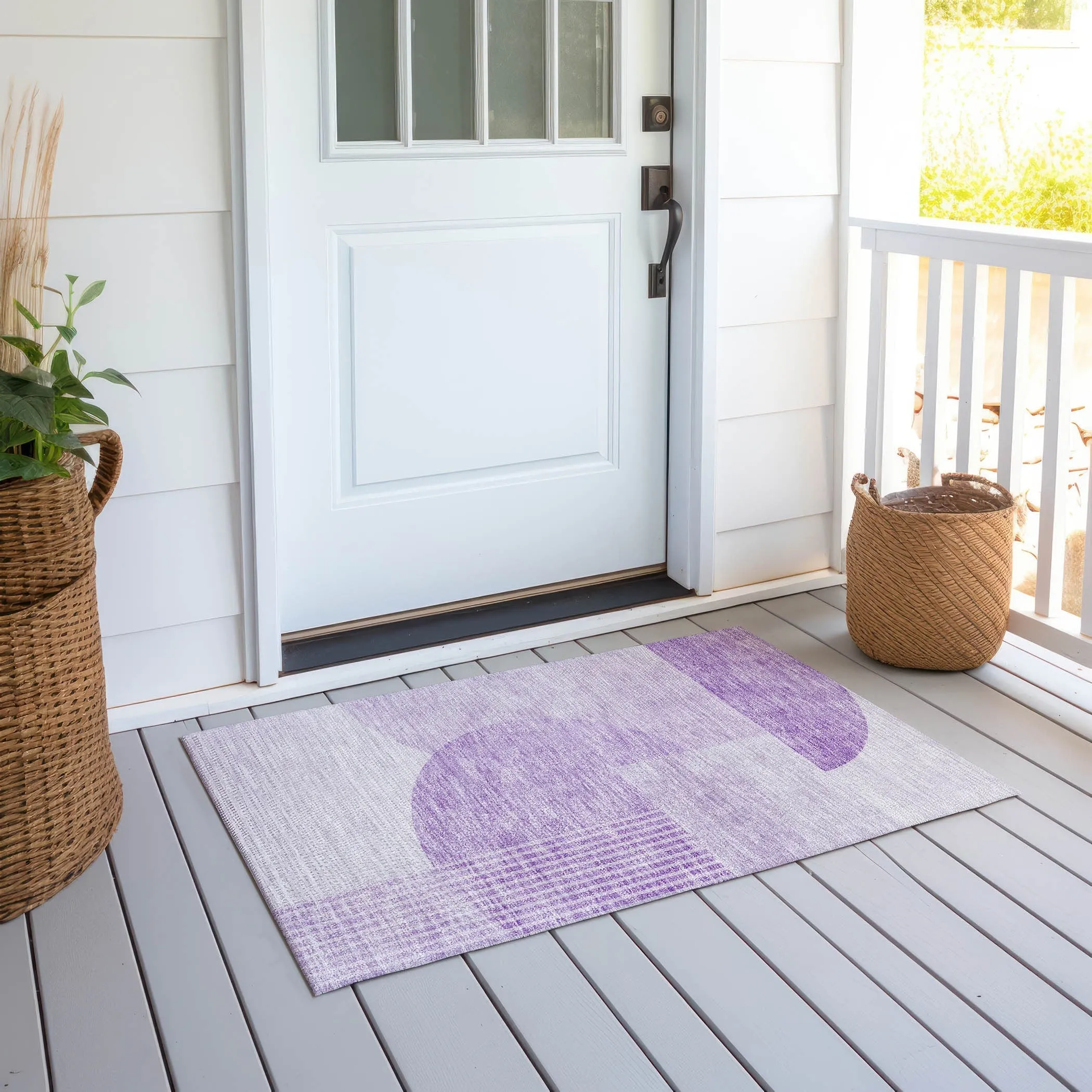 Machine Washable Indoor/ Outdoor Chantille Contemporary Modern Rug