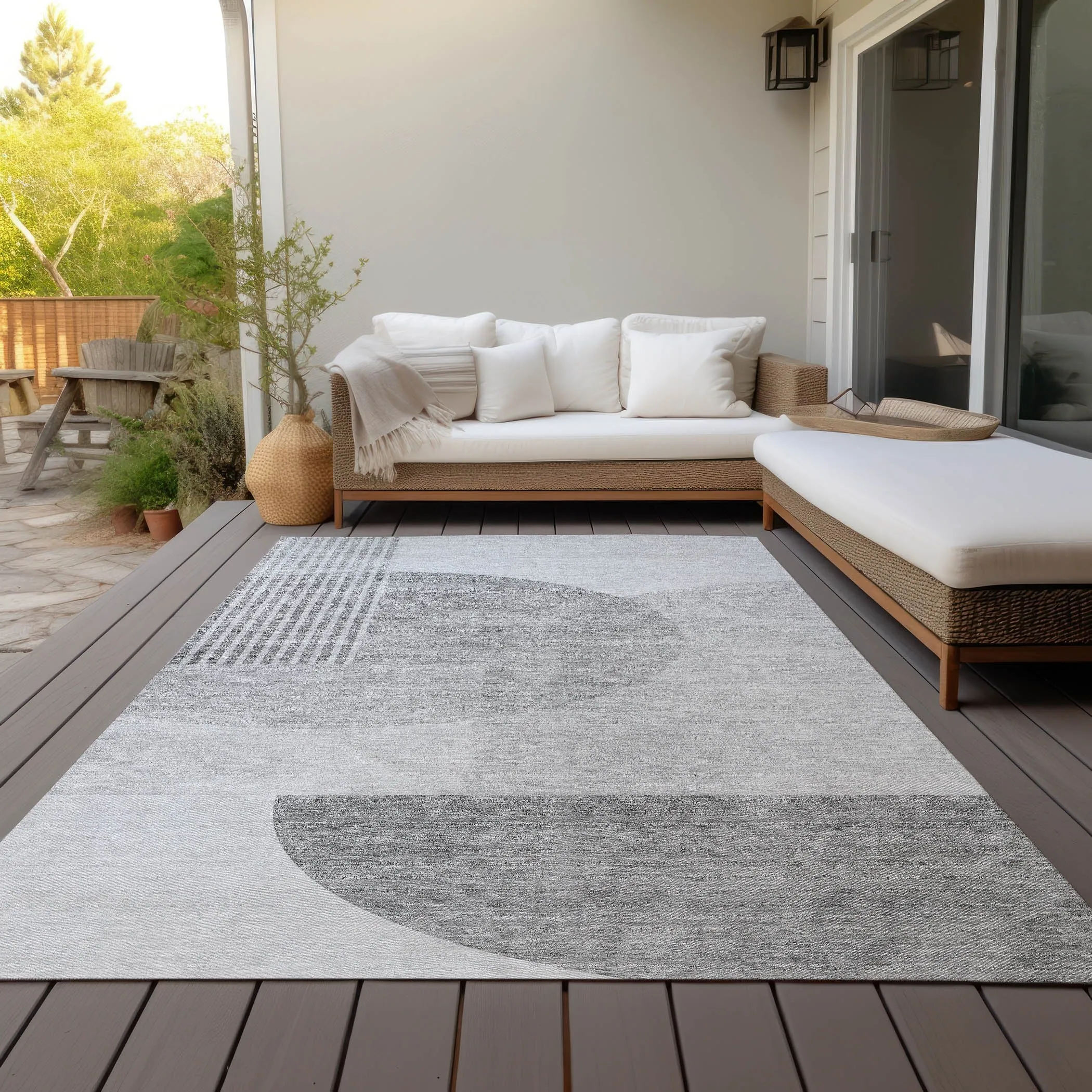 Machine Washable Indoor/ Outdoor Chantille Contemporary Modern Rug
