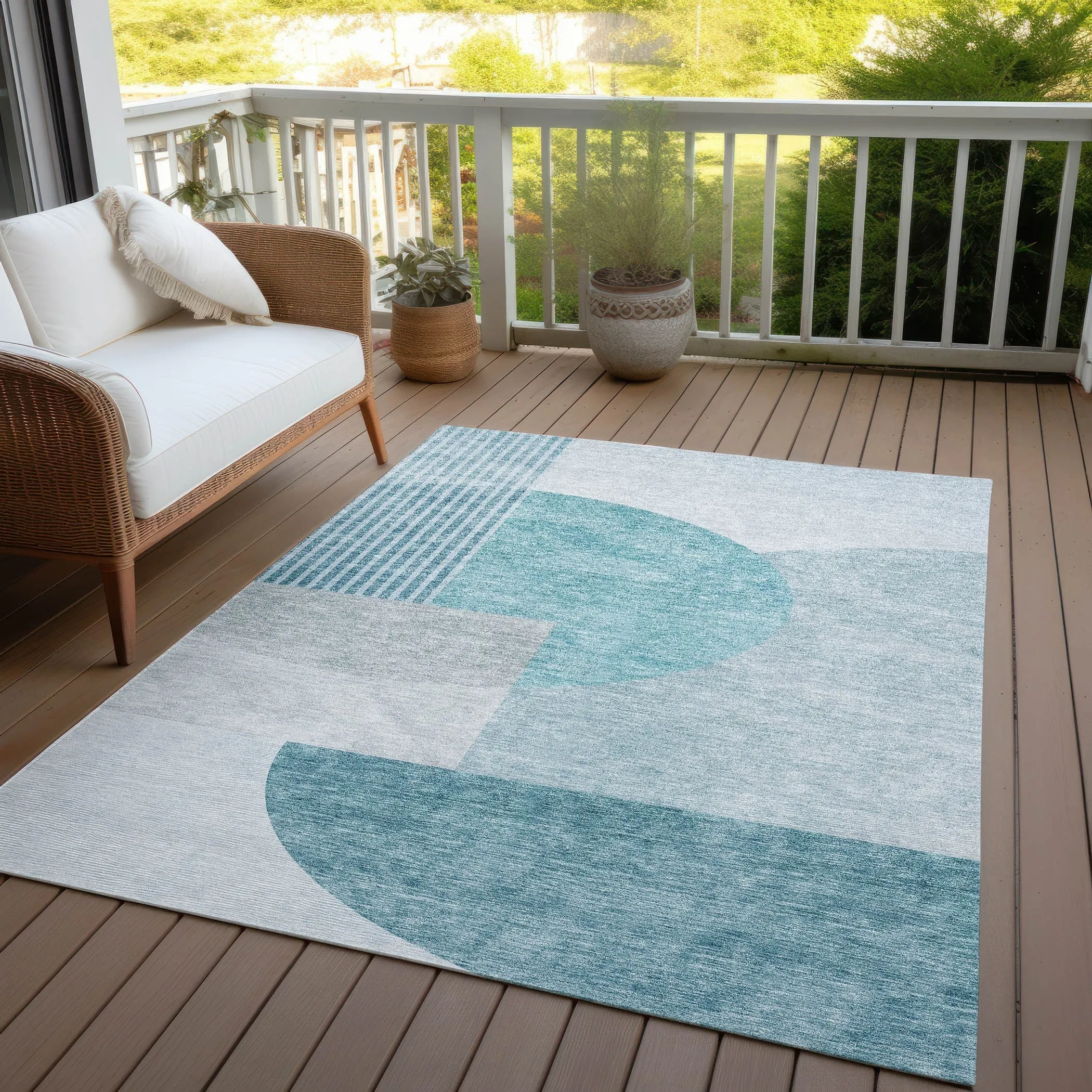 Machine Washable Indoor/ Outdoor Chantille Contemporary Modern Rug