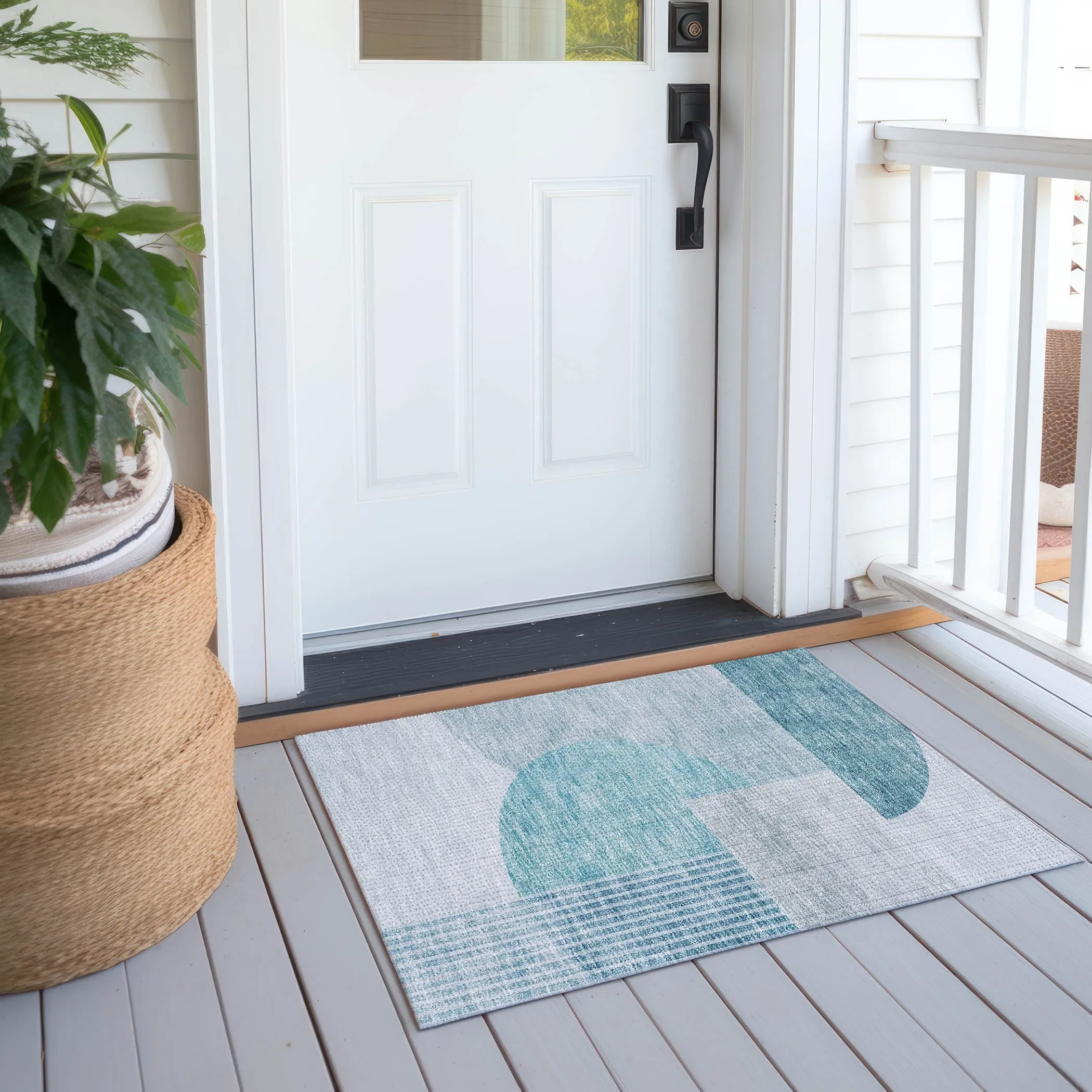 Machine Washable Indoor/ Outdoor Chantille Contemporary Modern Rug