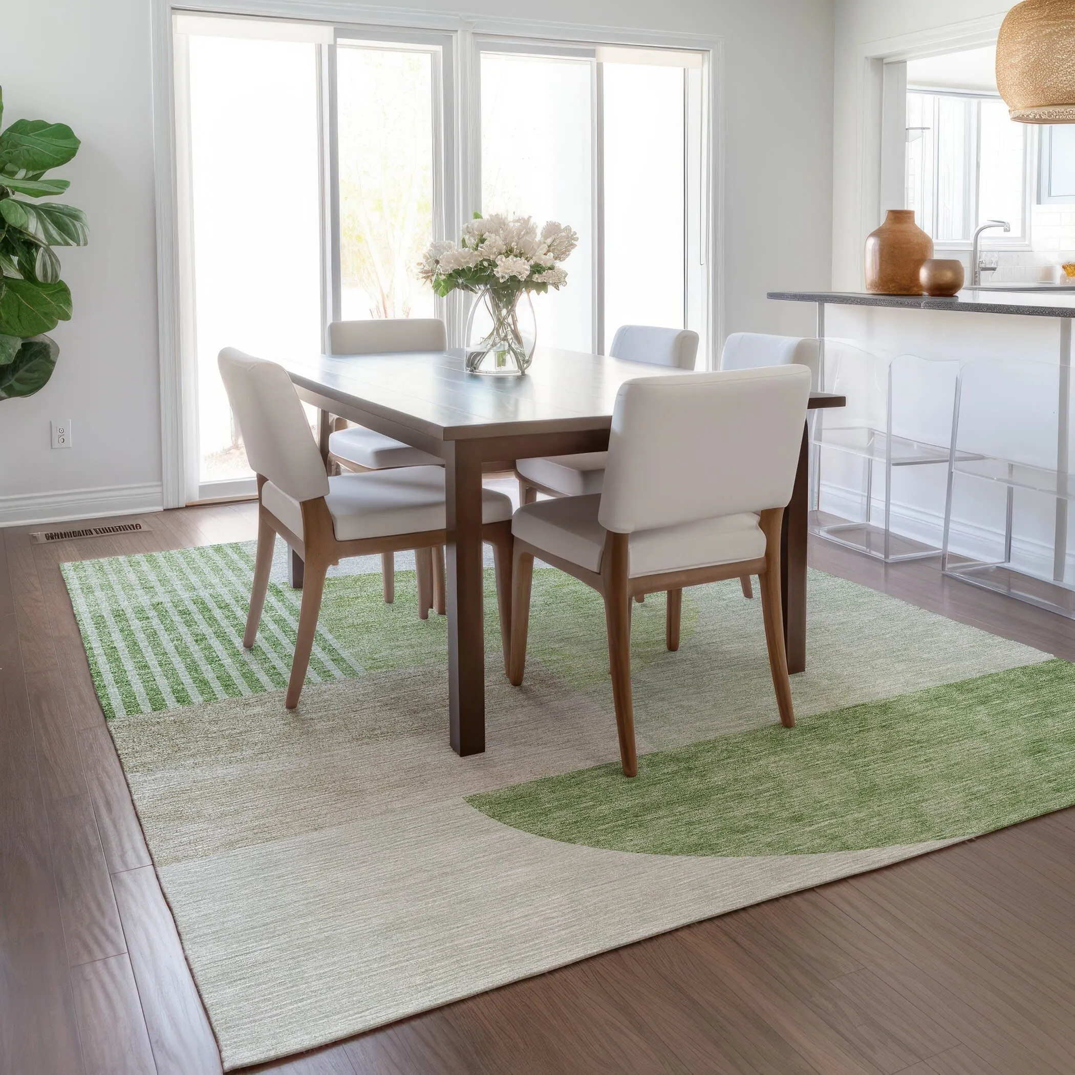 Machine Washable Indoor/ Outdoor Chantille Contemporary Modern Rug