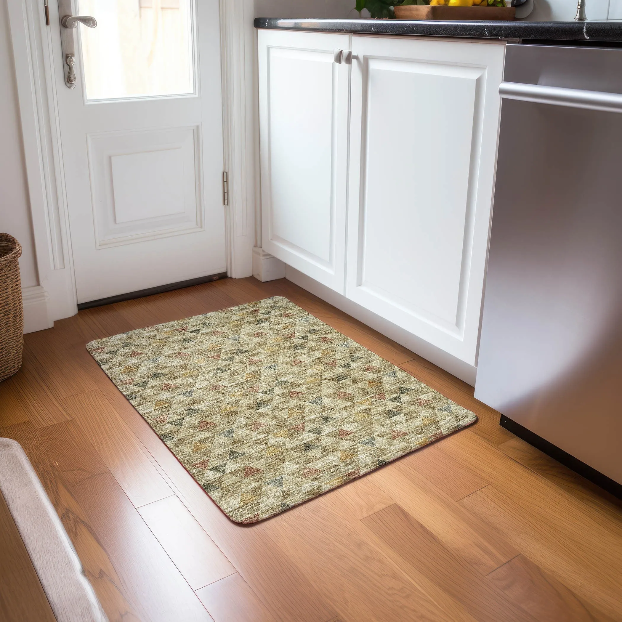 Machine Washable Indoor/ Outdoor Chantille Contemporary Mosaic Rug