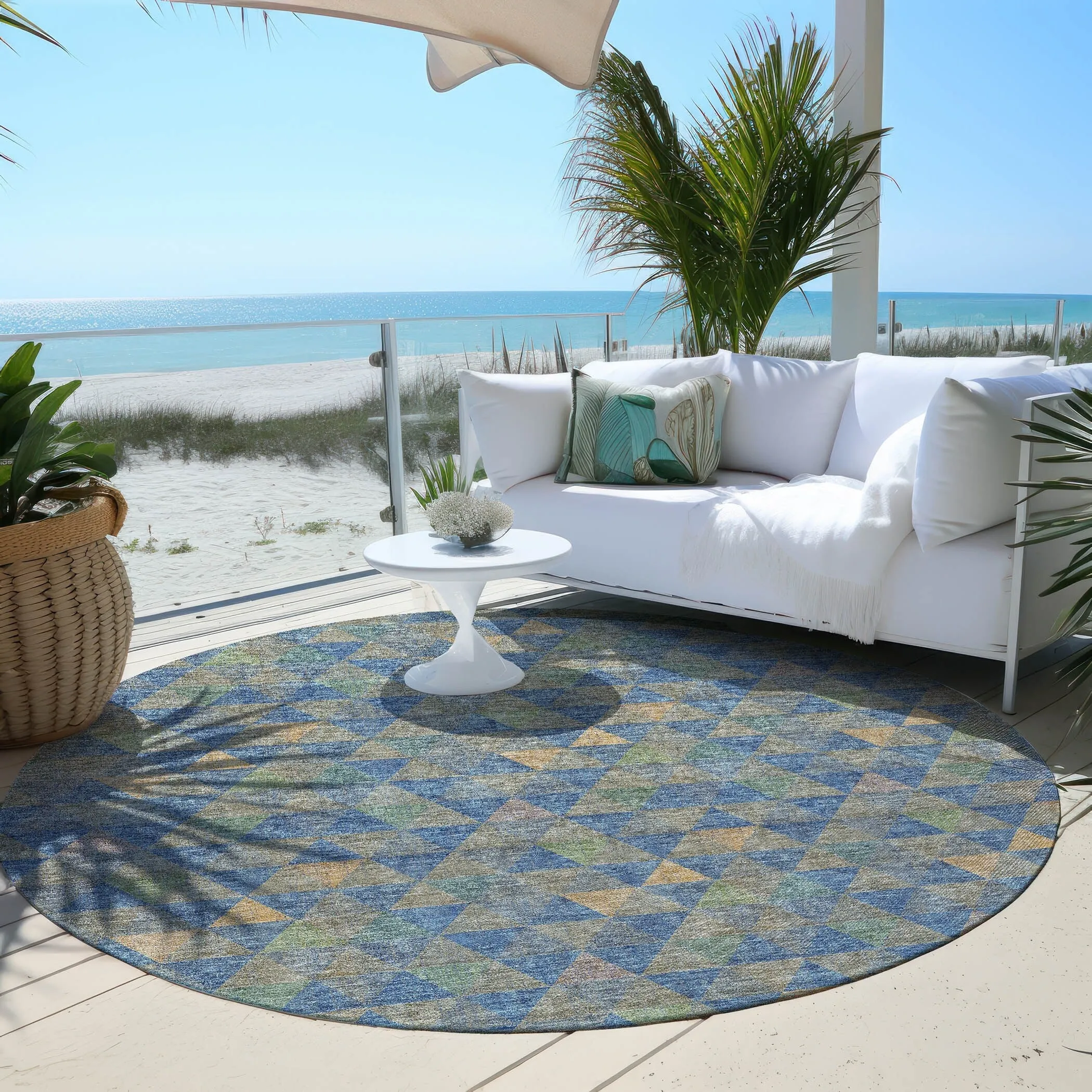 Machine Washable Indoor/ Outdoor Chantille Contemporary Mosaic Rug