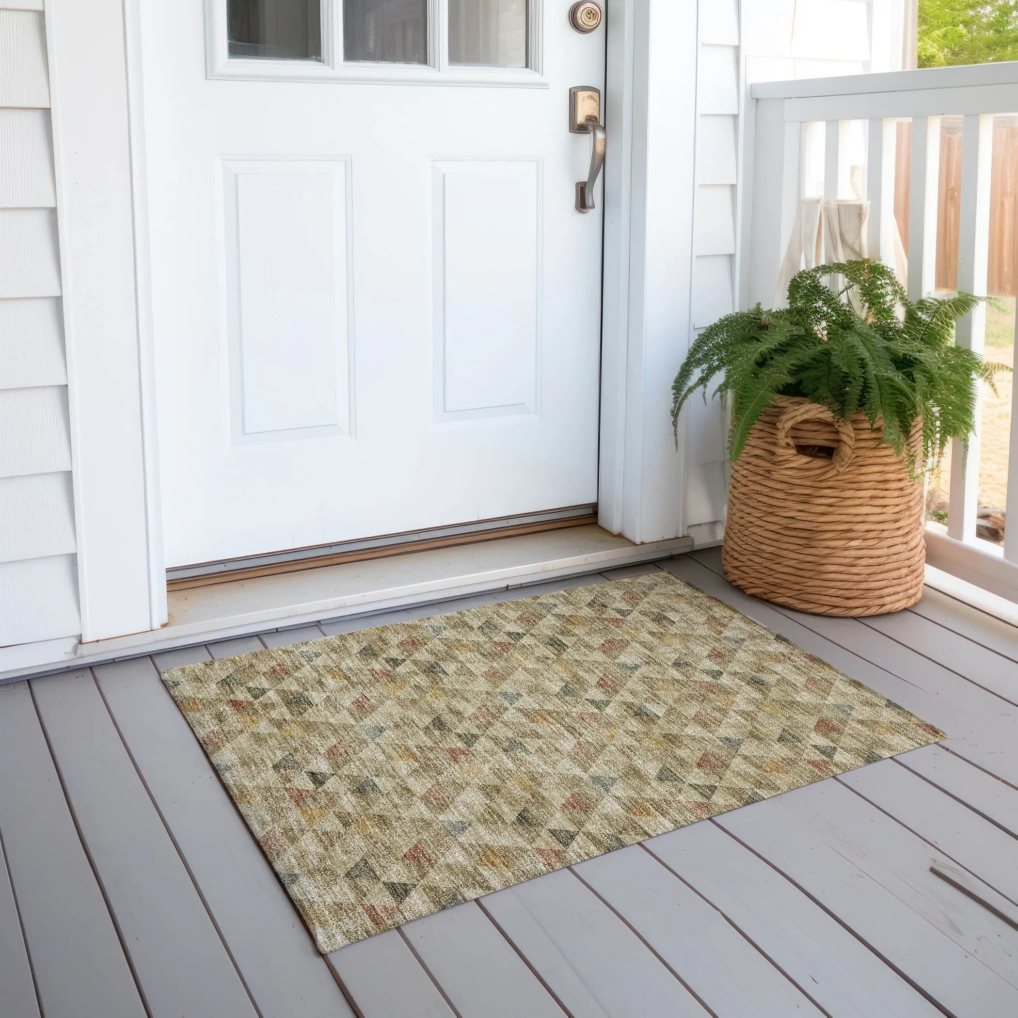 Machine Washable Indoor/ Outdoor Chantille Contemporary Mosaic Rug