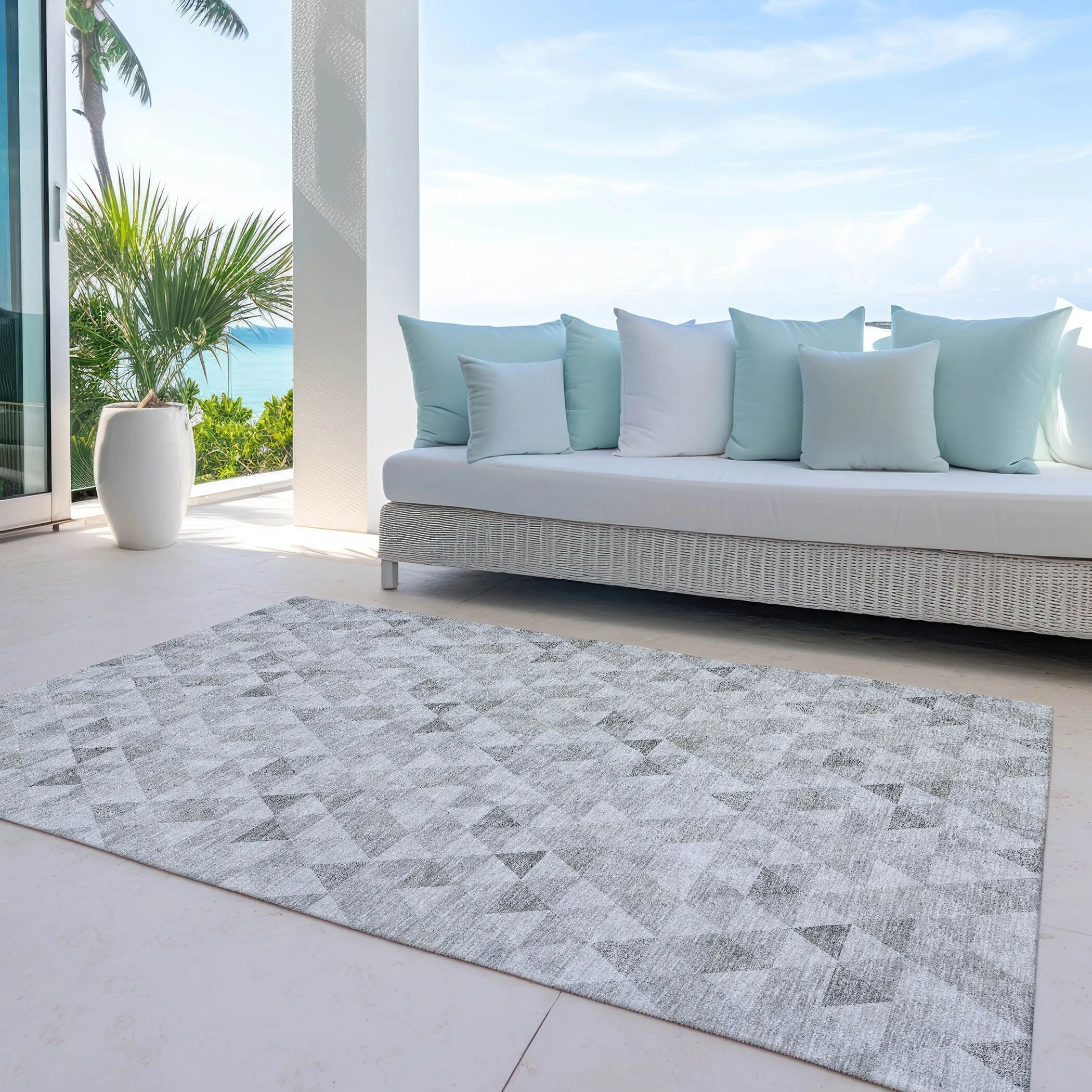 Machine Washable Indoor/ Outdoor Chantille Contemporary Mosaic Rug
