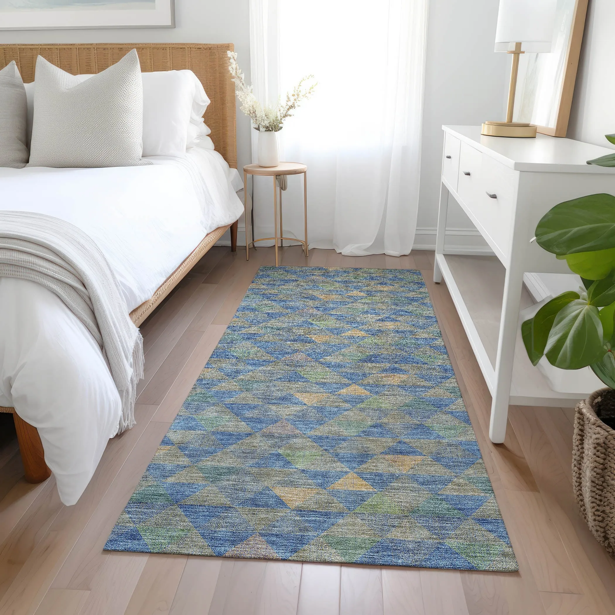 Machine Washable Indoor/ Outdoor Chantille Contemporary Mosaic Rug