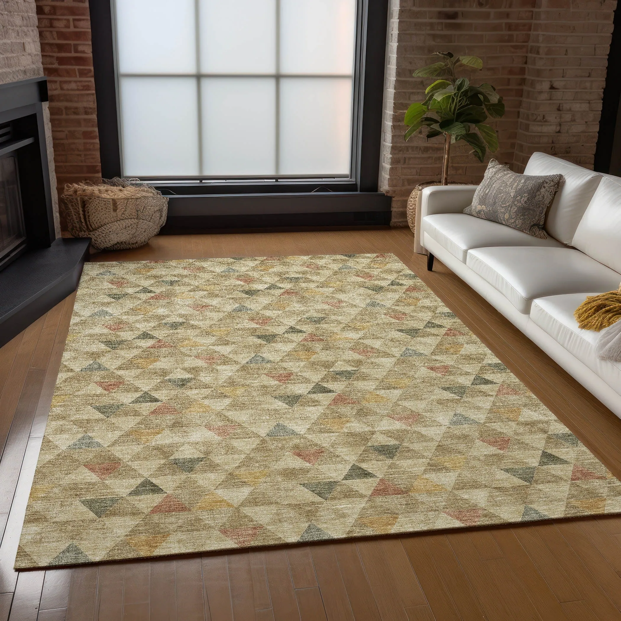 Machine Washable Indoor/ Outdoor Chantille Contemporary Mosaic Rug