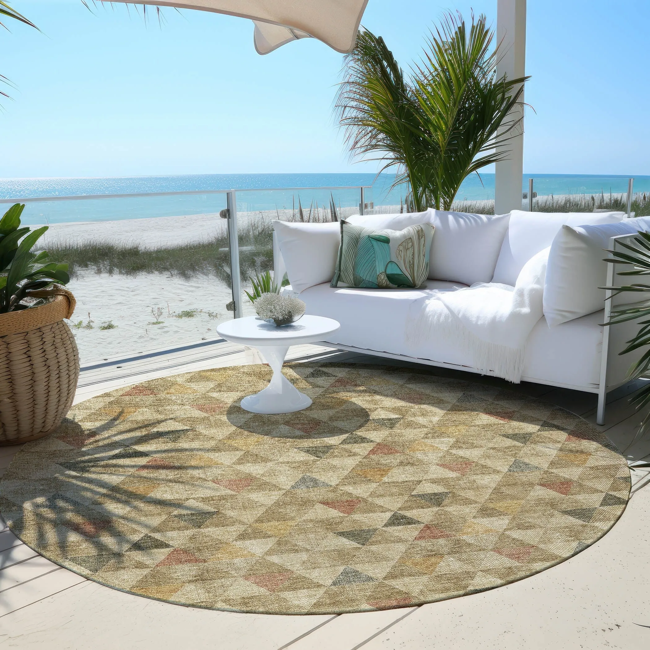 Machine Washable Indoor/ Outdoor Chantille Contemporary Mosaic Rug