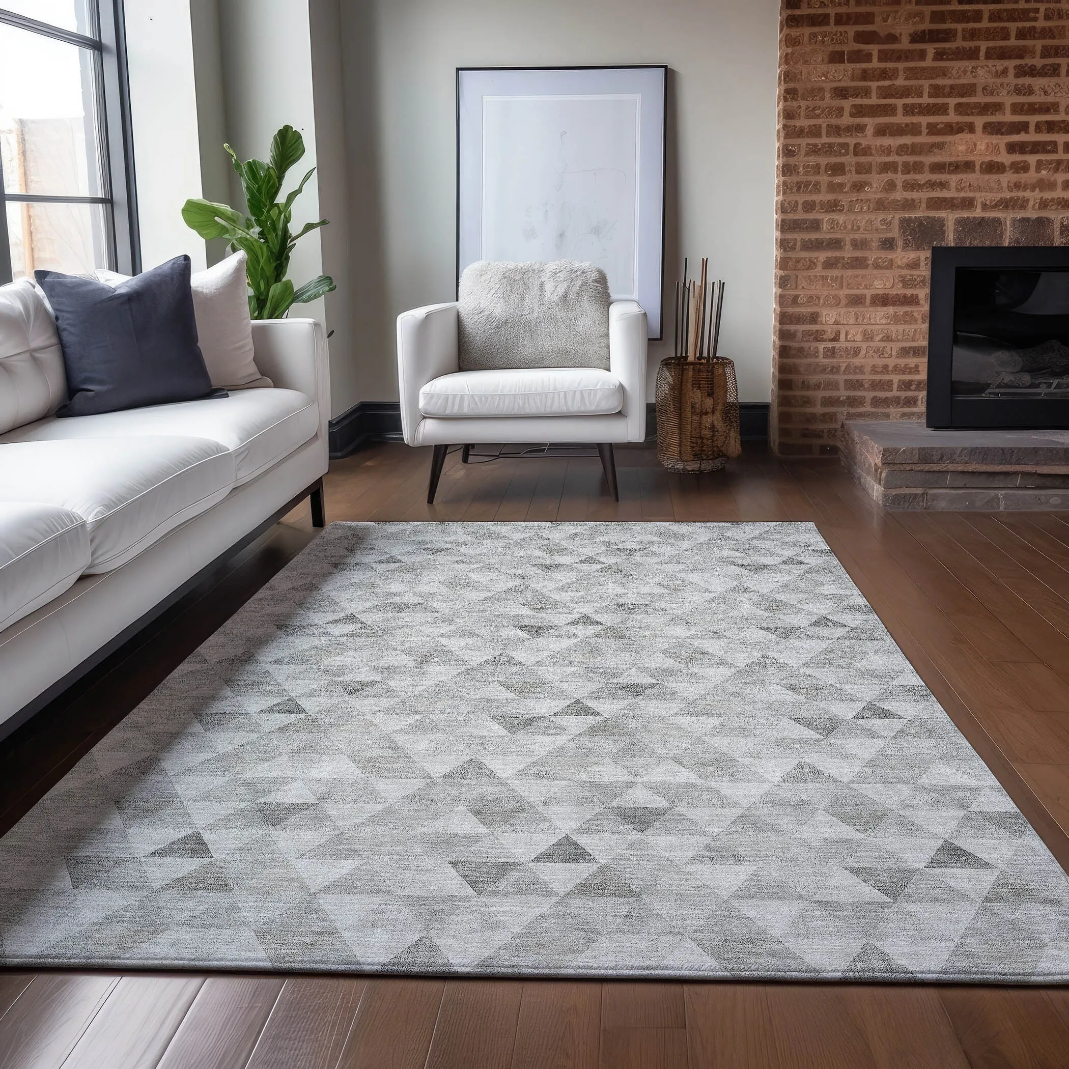 Machine Washable Indoor/ Outdoor Chantille Contemporary Mosaic Rug