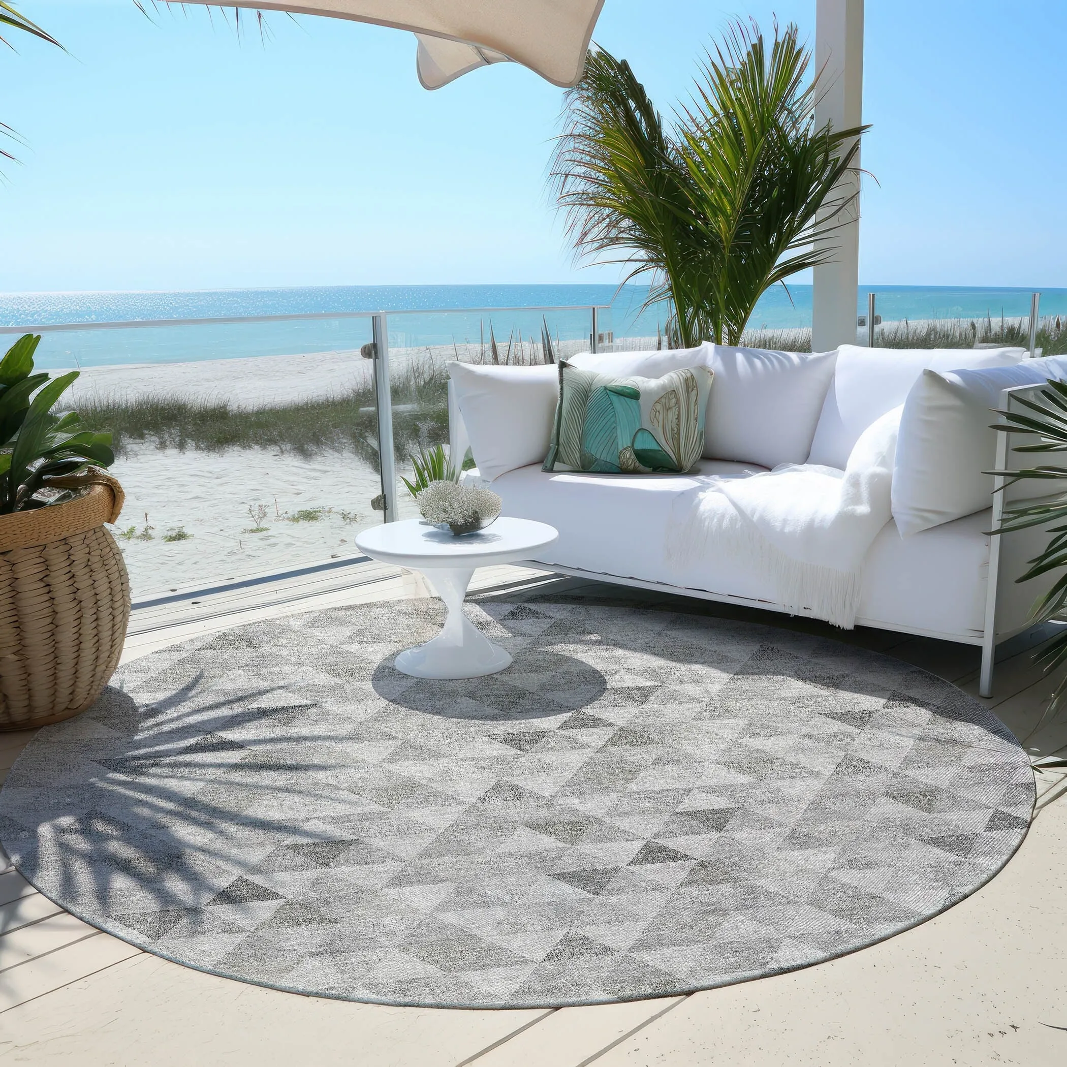 Machine Washable Indoor/ Outdoor Chantille Contemporary Mosaic Rug