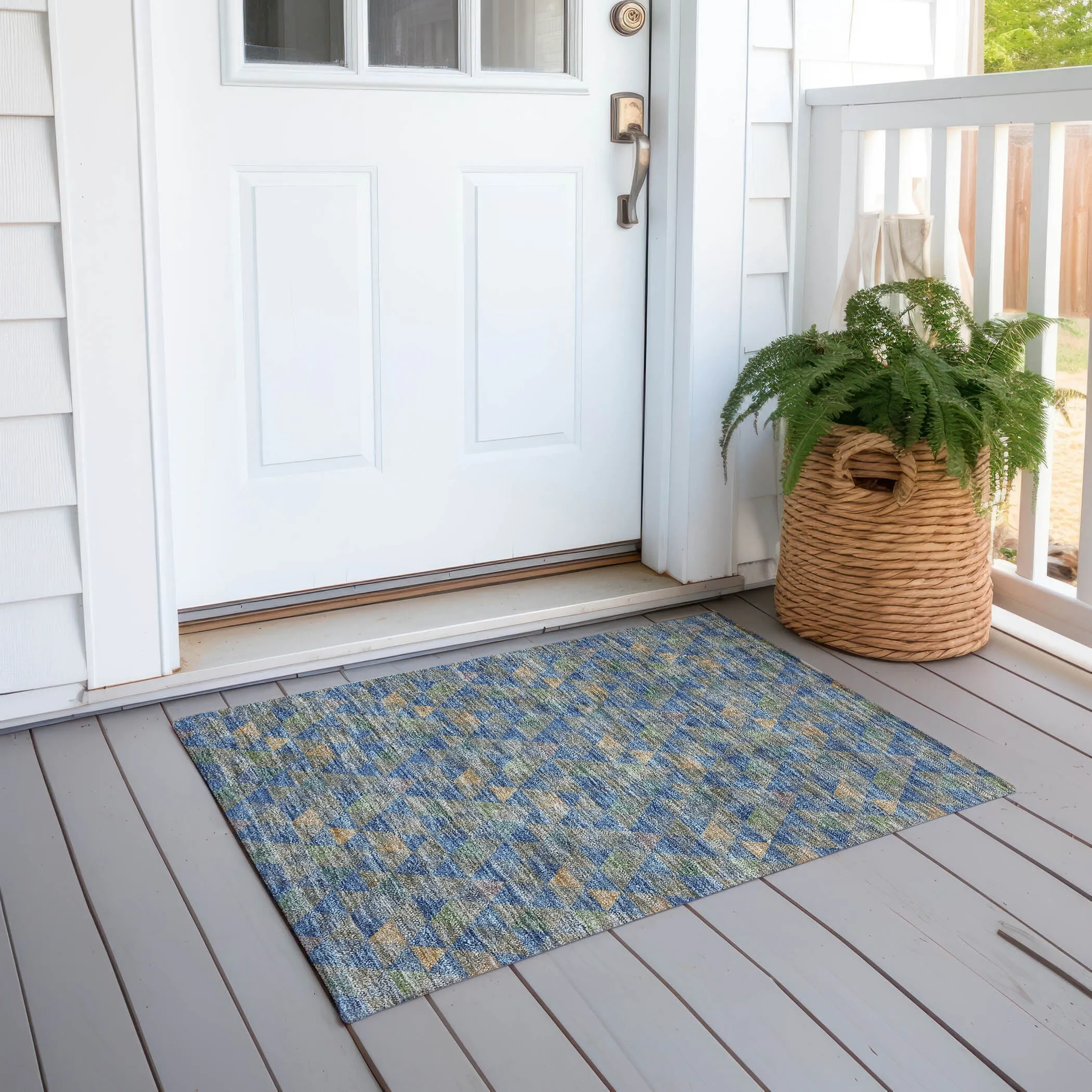 Machine Washable Indoor/ Outdoor Chantille Contemporary Mosaic Rug