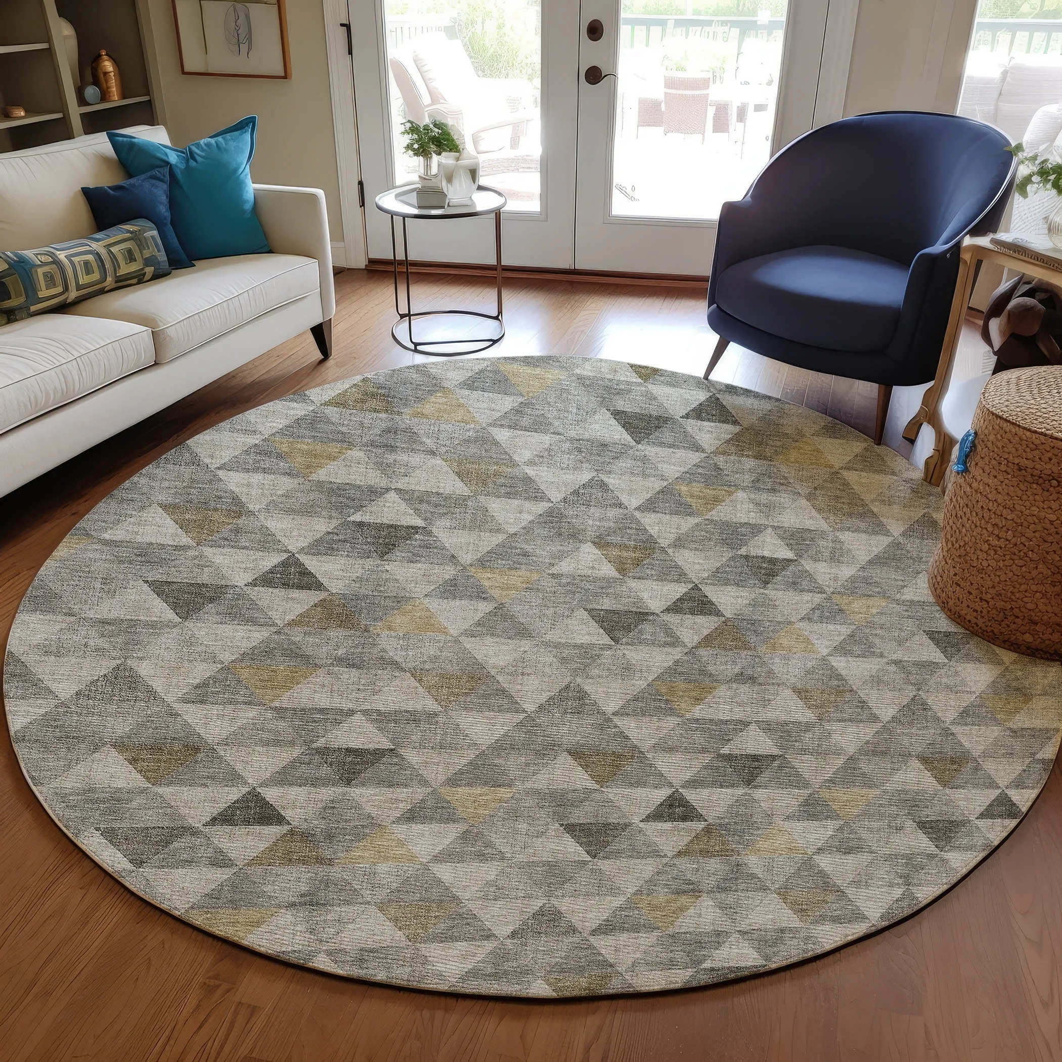 Machine Washable Indoor/ Outdoor Chantille Contemporary Mosaic Rug