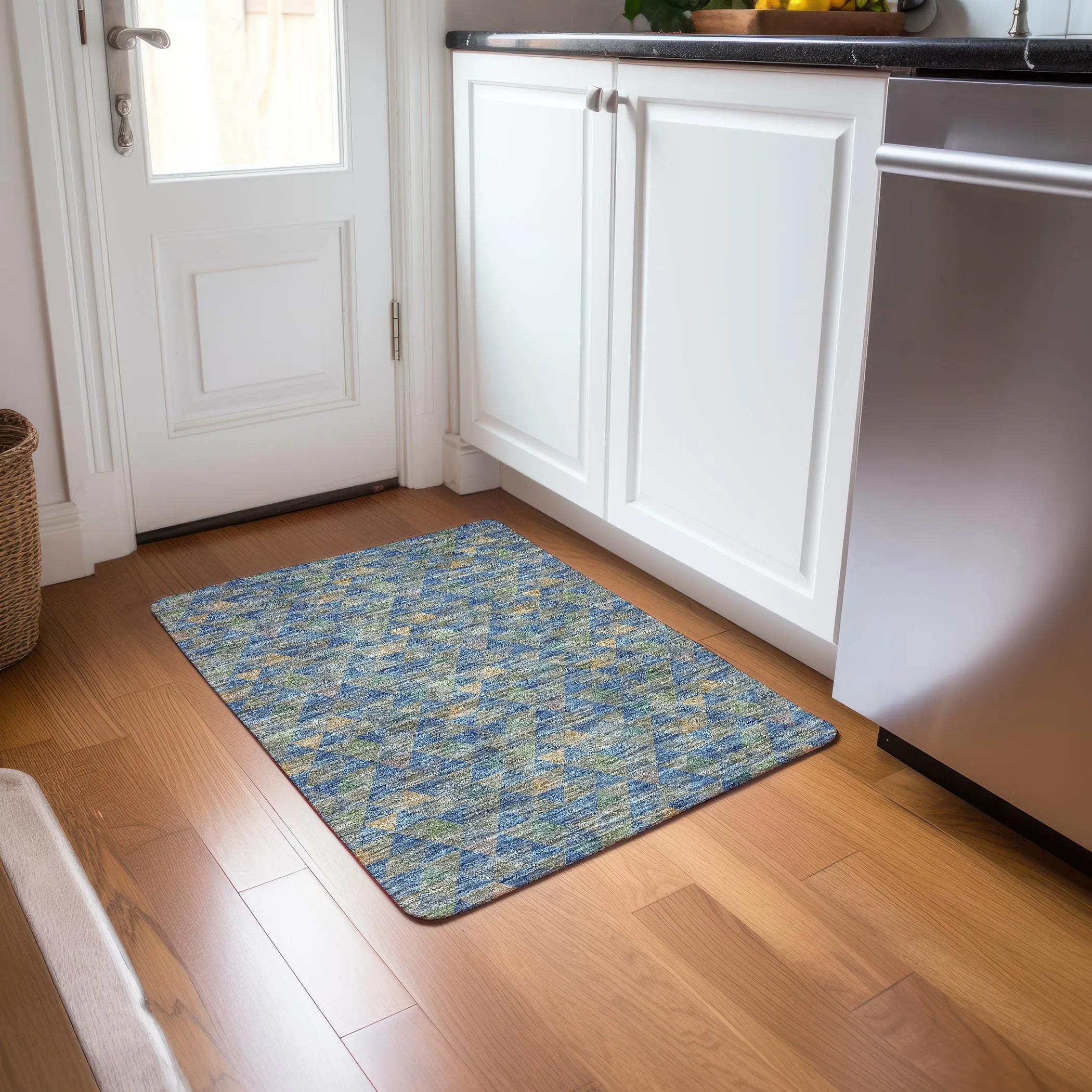 Machine Washable Indoor/ Outdoor Chantille Contemporary Mosaic Rug