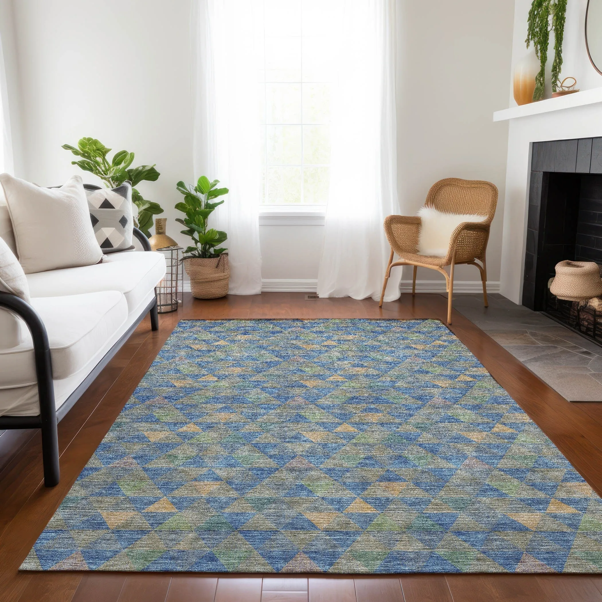 Machine Washable Indoor/ Outdoor Chantille Contemporary Mosaic Rug