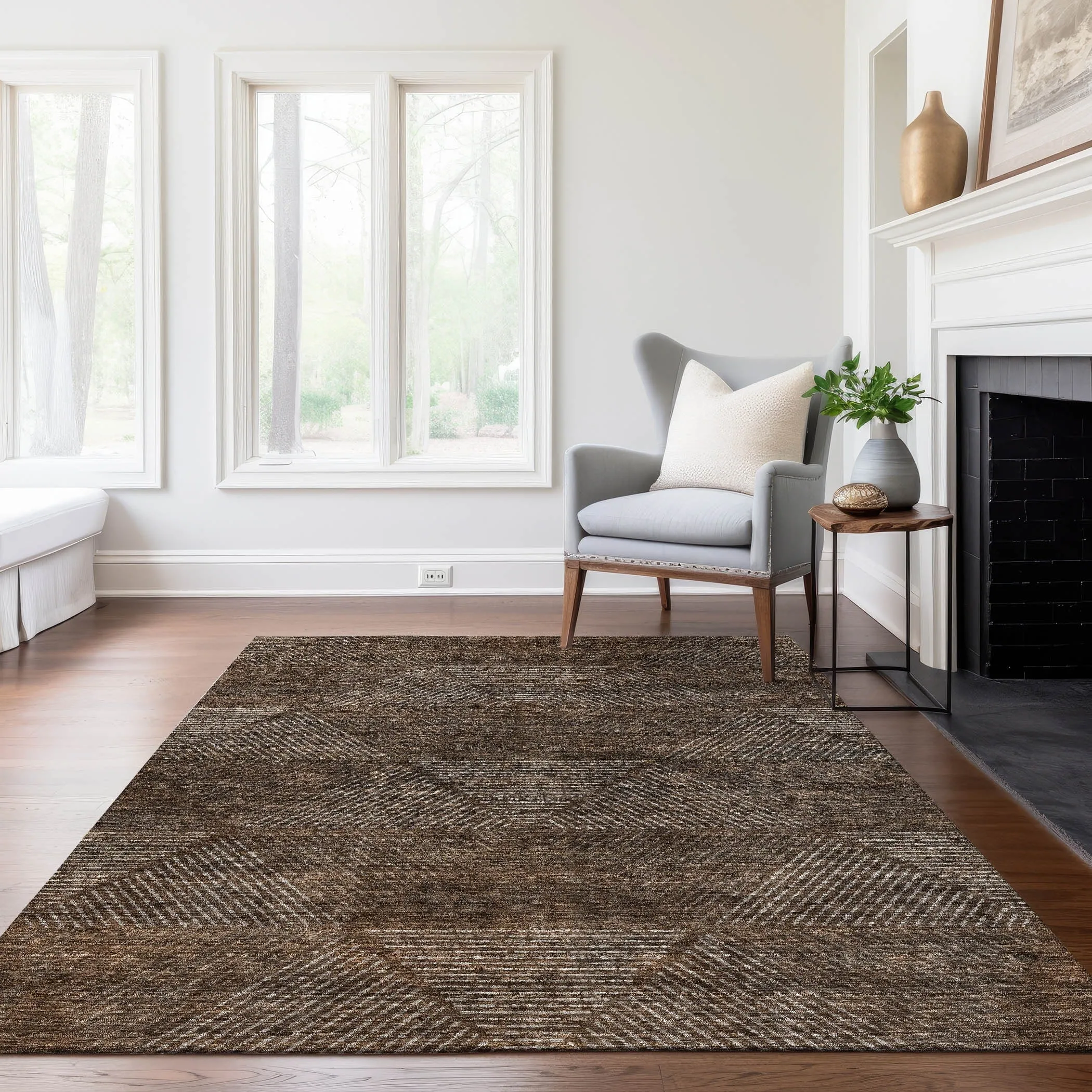 Machine Washable Indoor/ Outdoor Chantille Contemporary Prism Rug