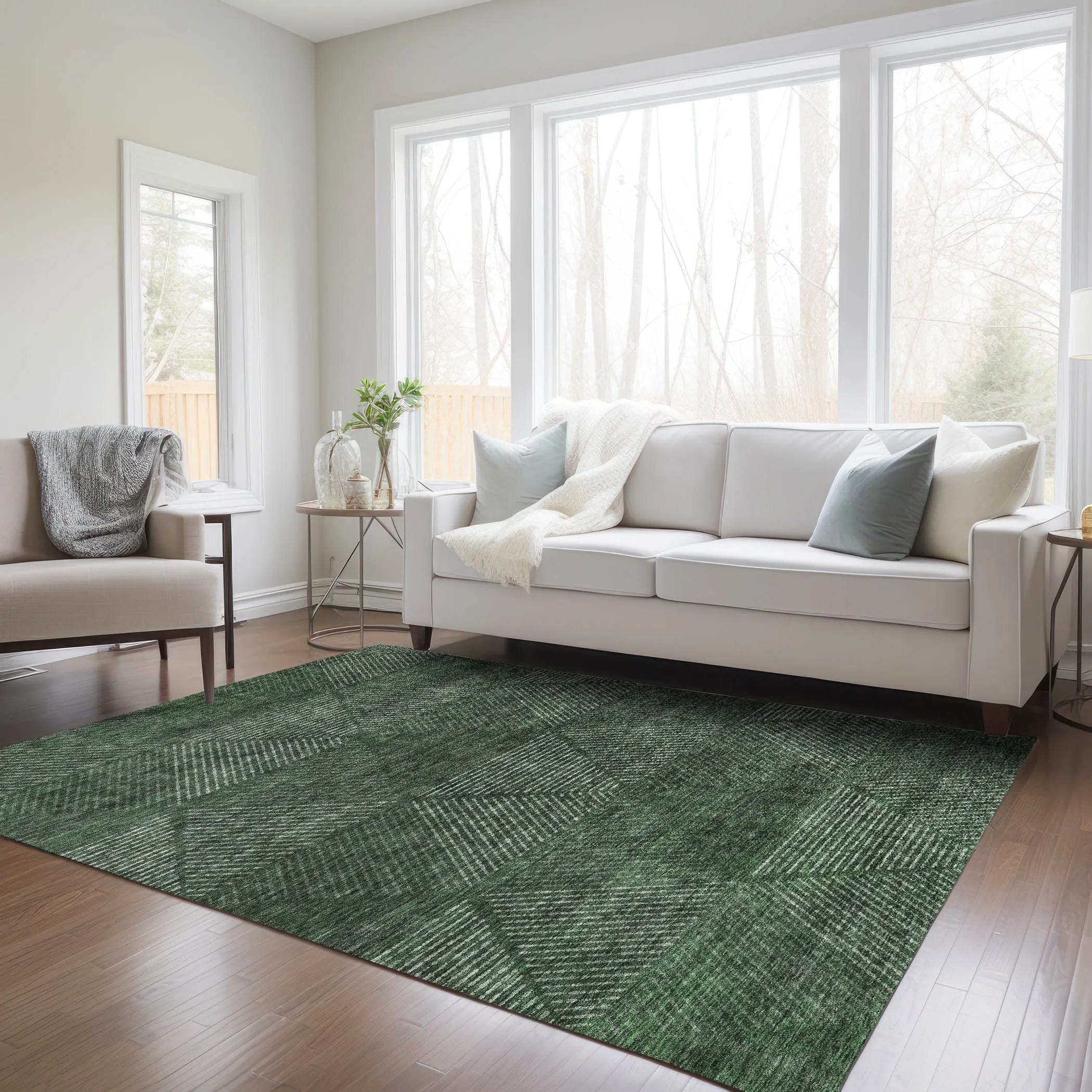 Machine Washable Indoor/ Outdoor Chantille Contemporary Prism Rug