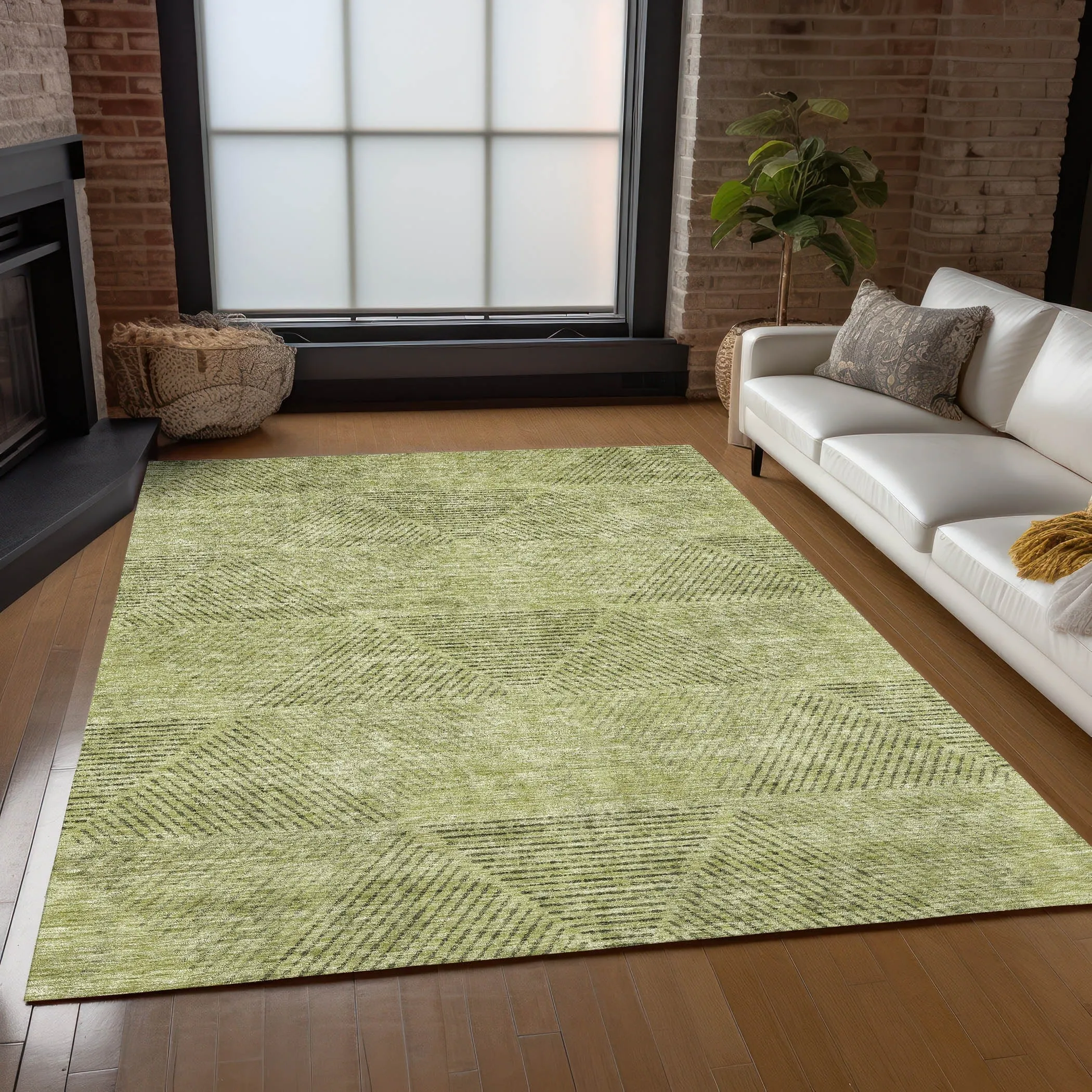 Machine Washable Indoor/ Outdoor Chantille Contemporary Prism Rug