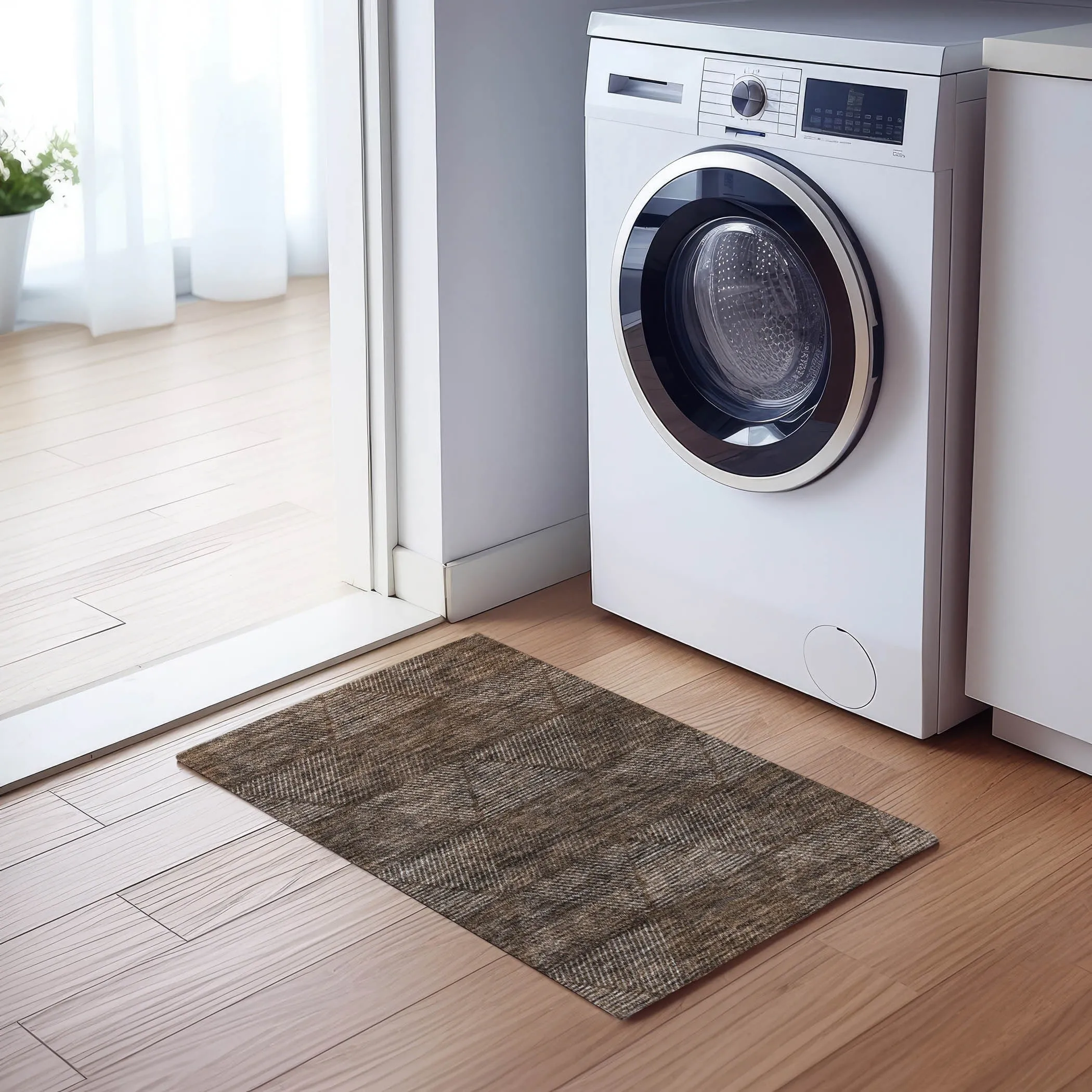 Machine Washable Indoor/ Outdoor Chantille Contemporary Prism Rug