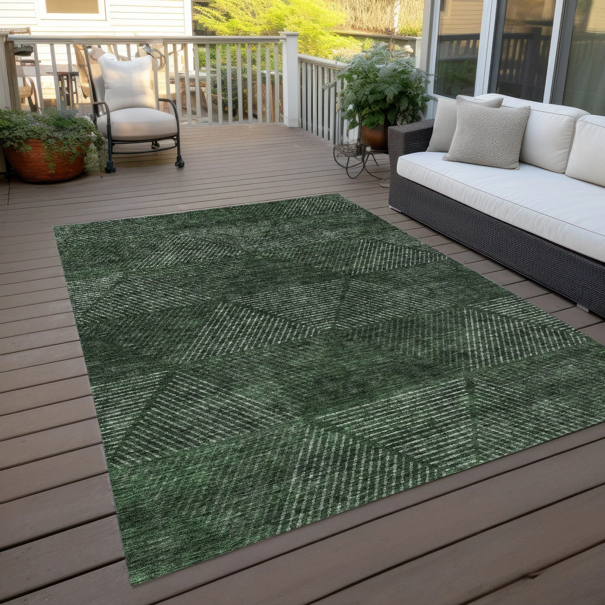 Machine Washable Indoor/ Outdoor Chantille Contemporary Prism Rug