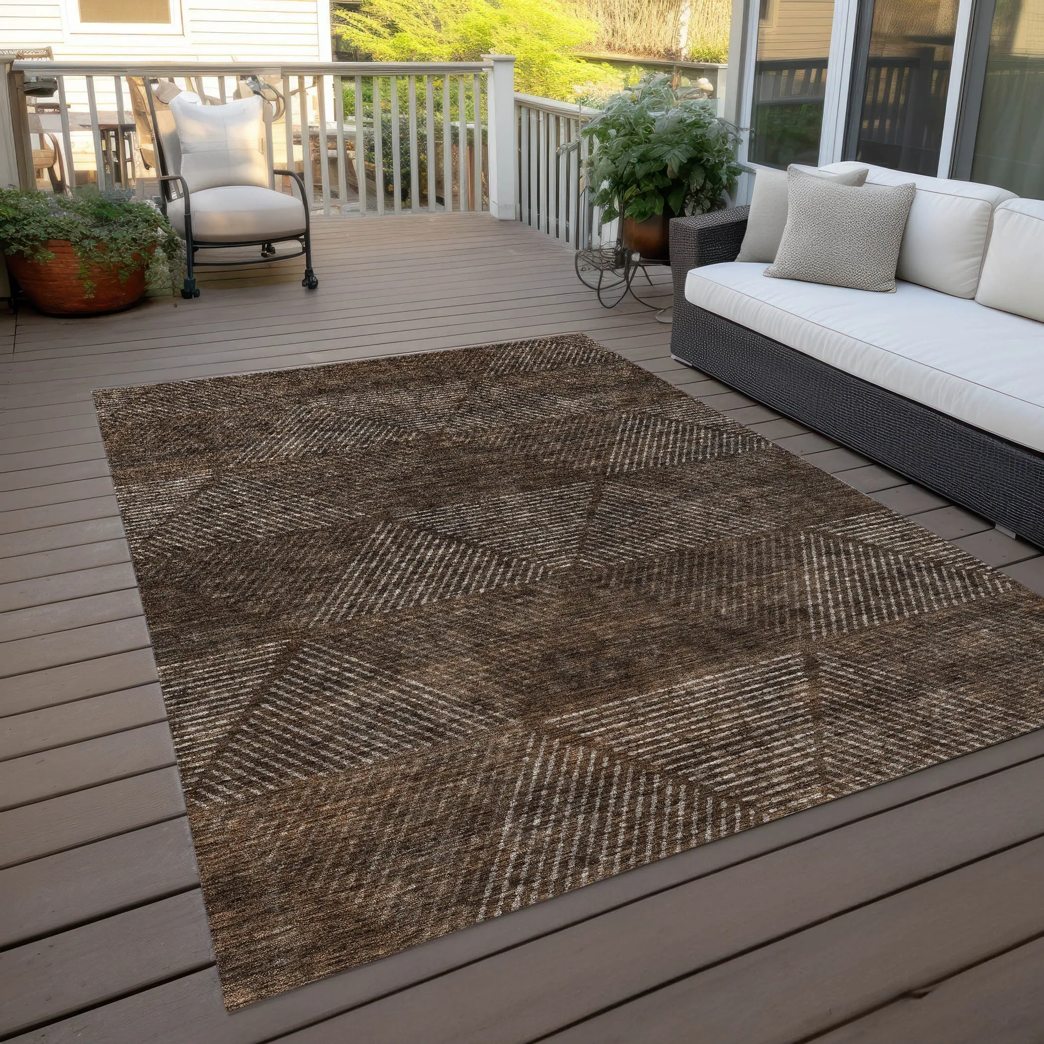 Machine Washable Indoor/ Outdoor Chantille Contemporary Prism Rug