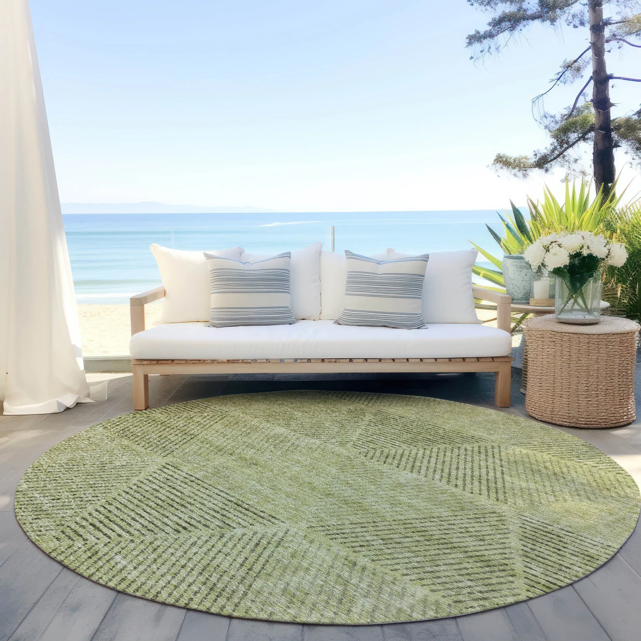 Machine Washable Indoor/ Outdoor Chantille Contemporary Prism Rug