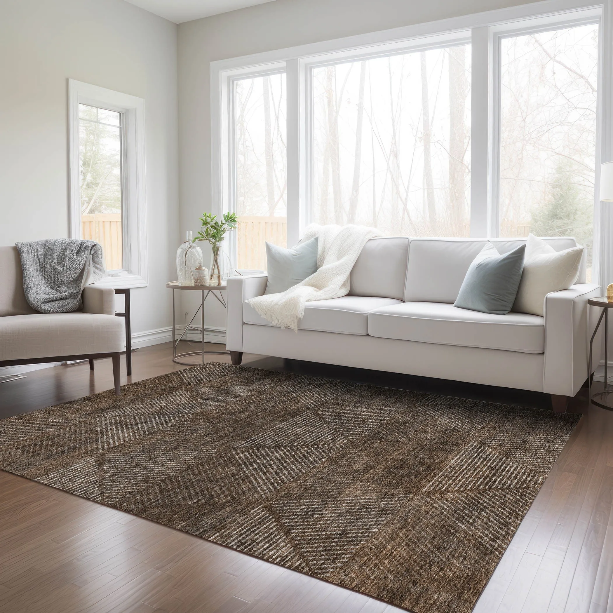 Machine Washable Indoor/ Outdoor Chantille Contemporary Prism Rug