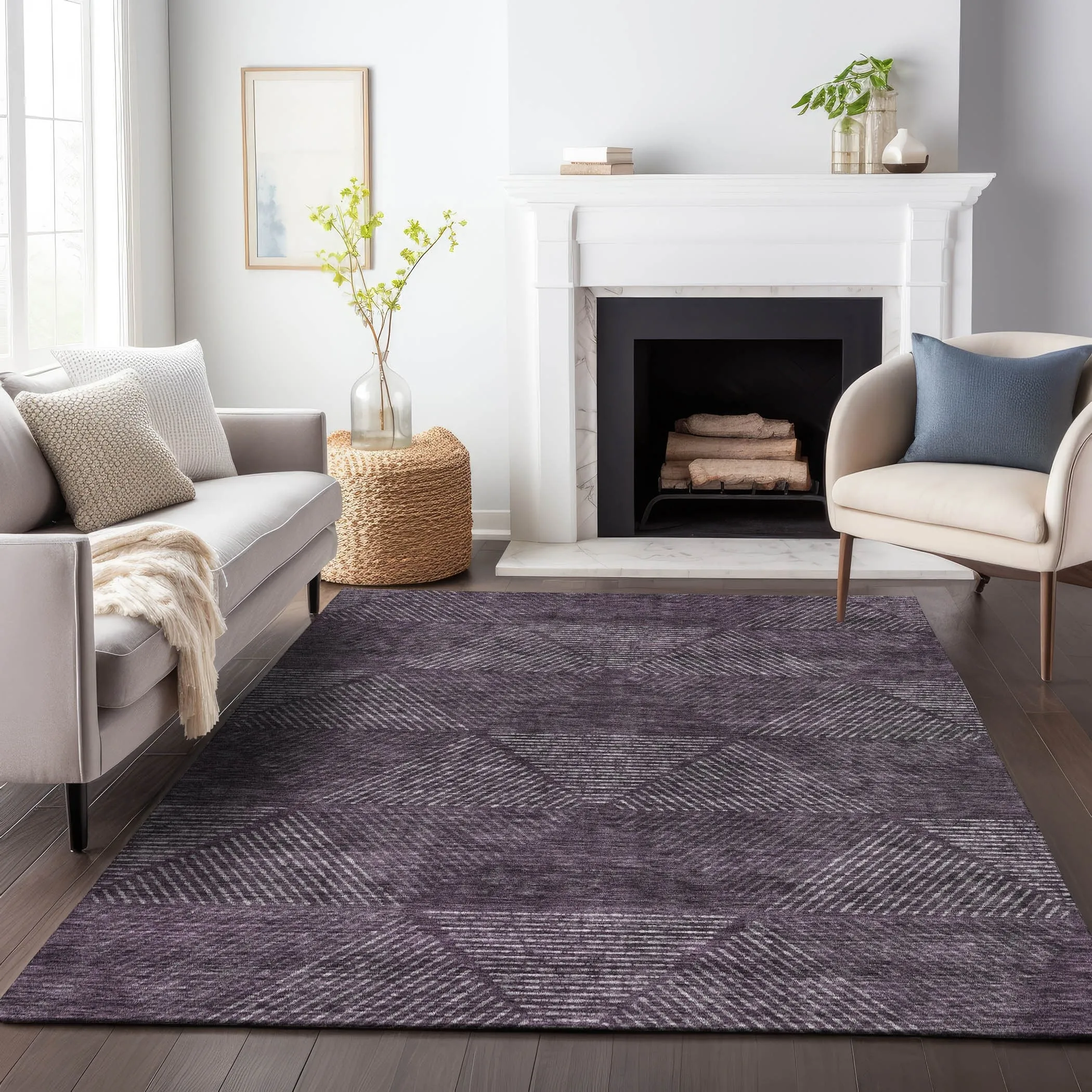 Machine Washable Indoor/ Outdoor Chantille Contemporary Prism Rug