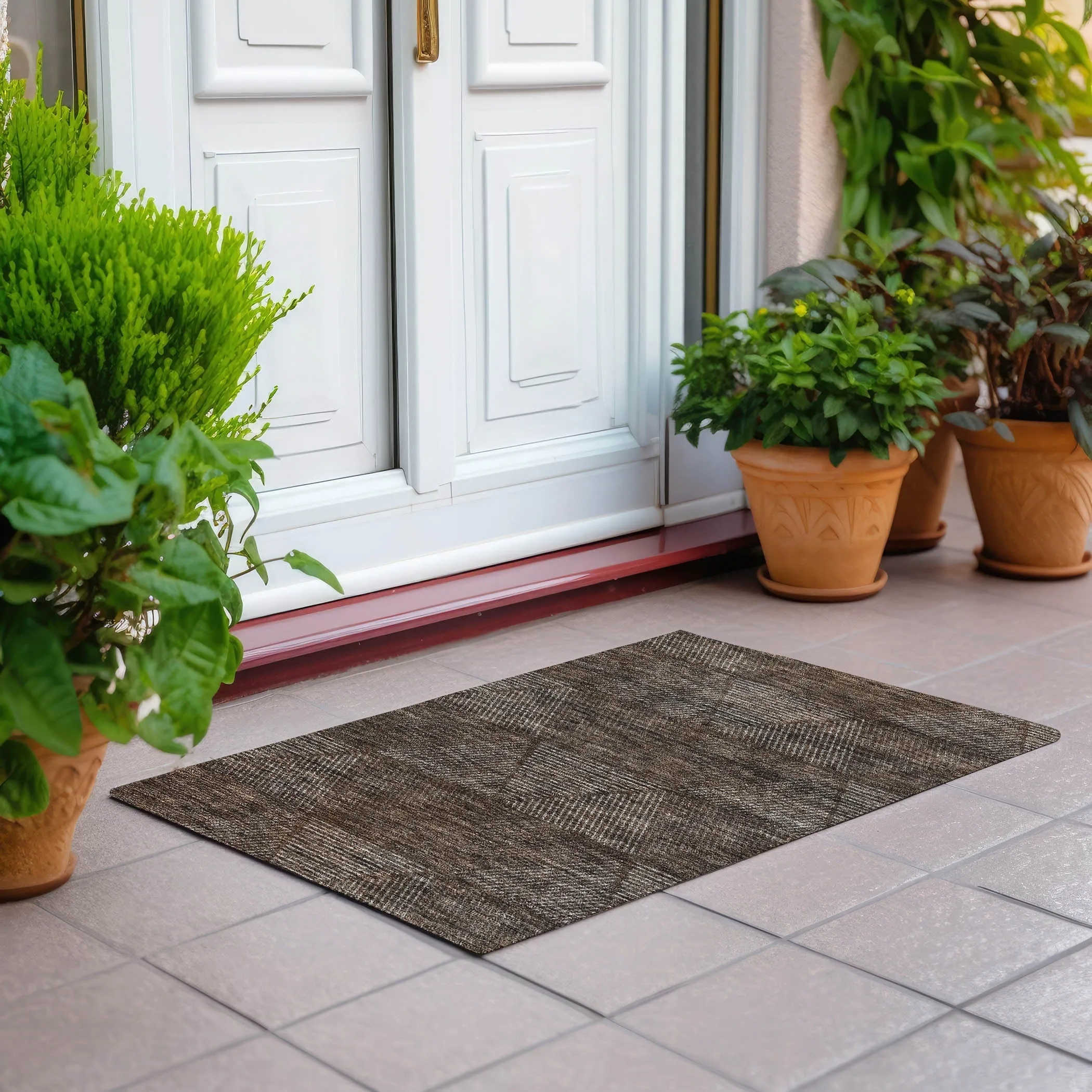 Machine Washable Indoor/ Outdoor Chantille Contemporary Prism Rug