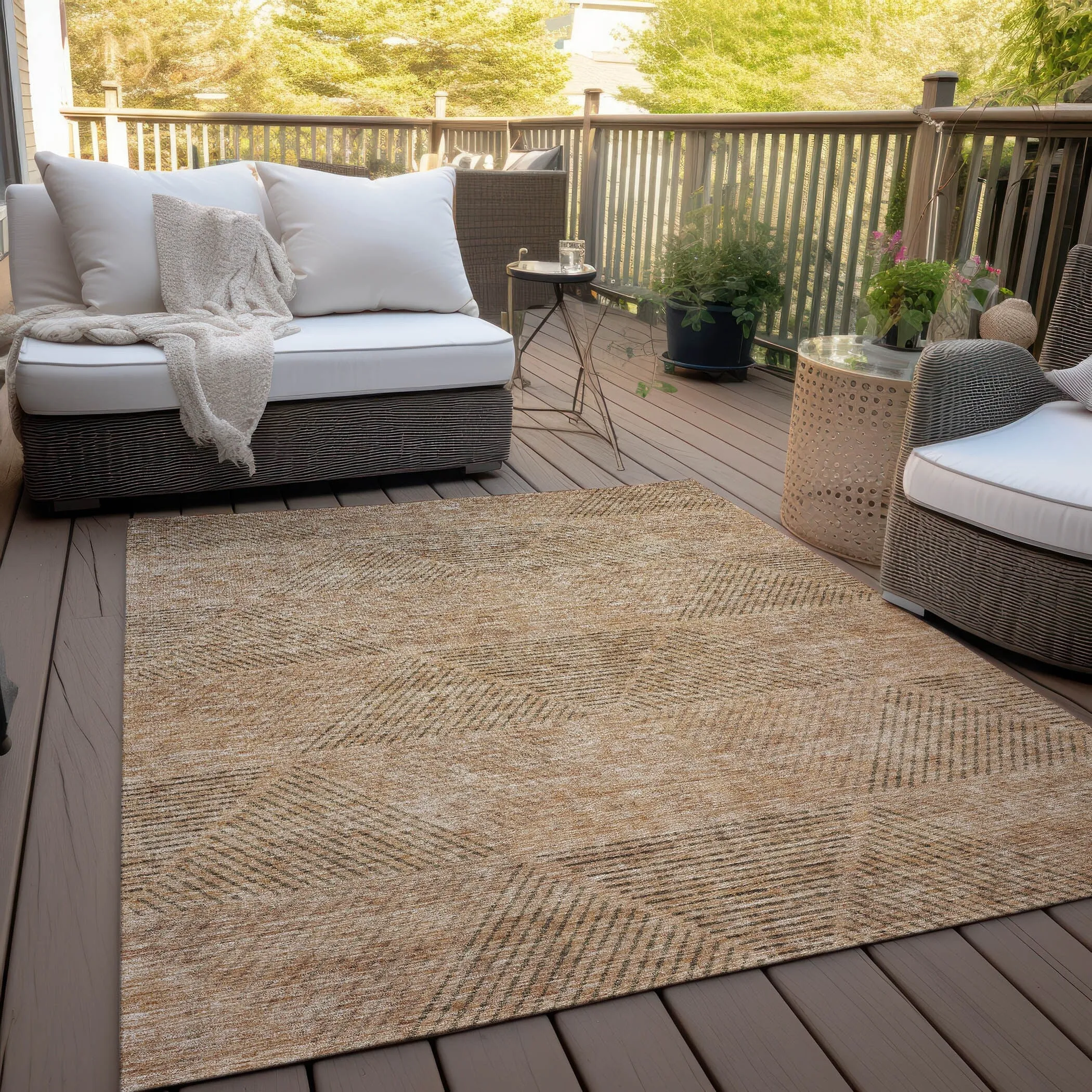 Machine Washable Indoor/ Outdoor Chantille Contemporary Prism Rug