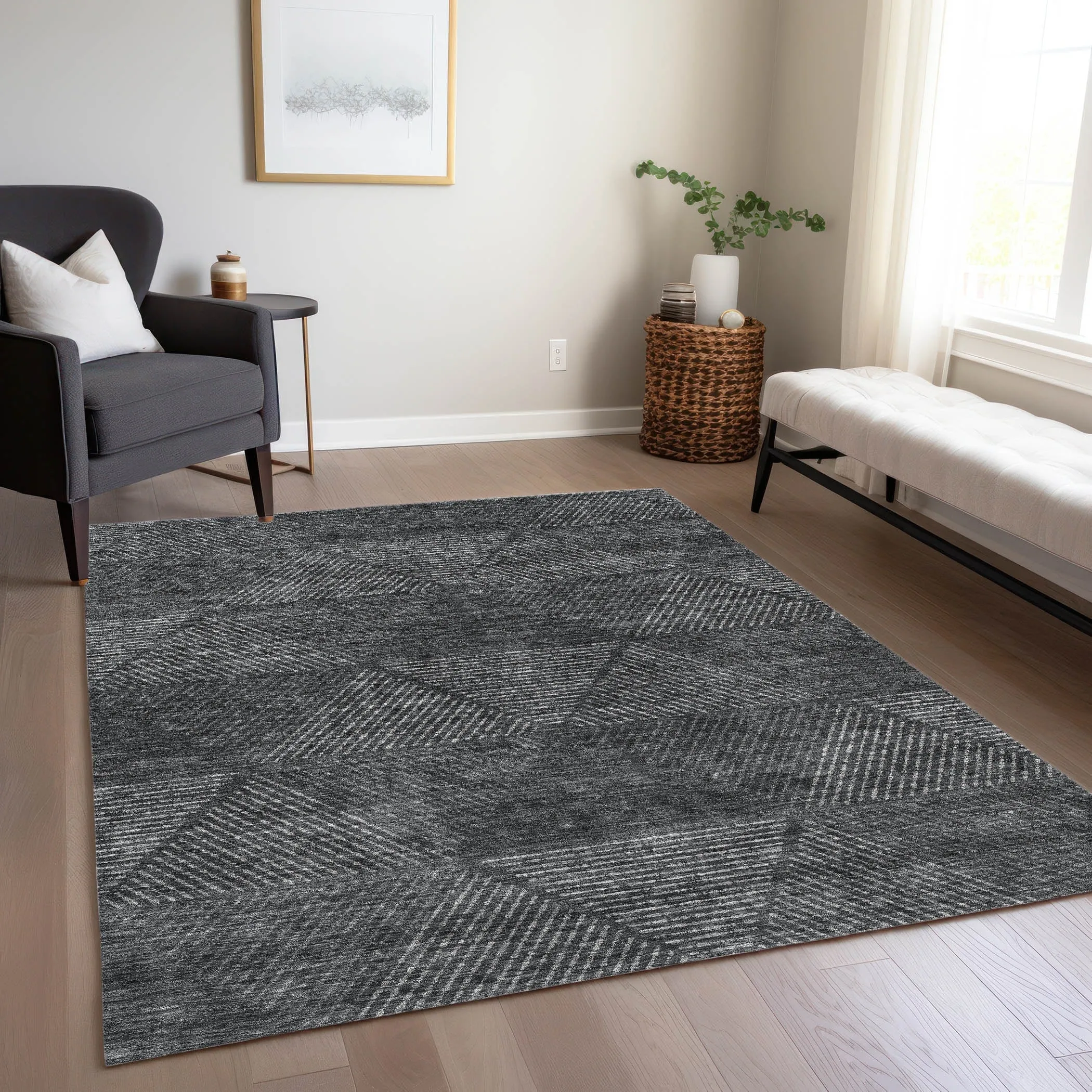Machine Washable Indoor/ Outdoor Chantille Contemporary Prism Rug