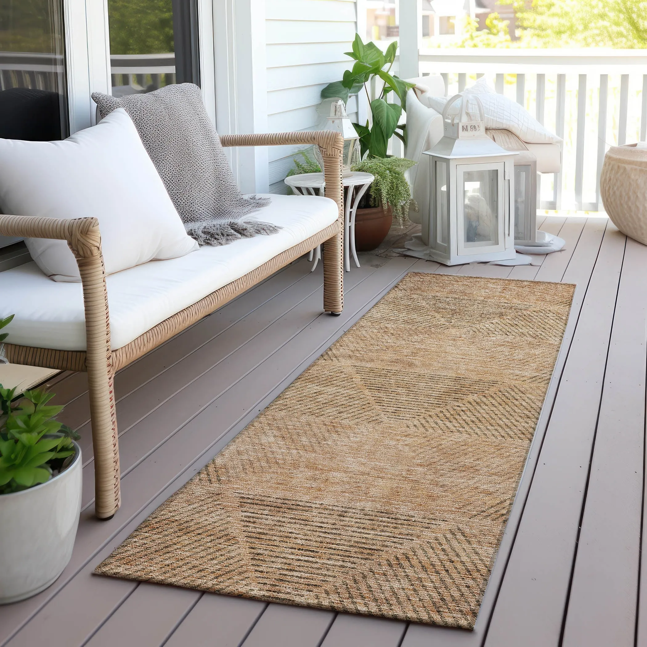 Machine Washable Indoor/ Outdoor Chantille Contemporary Prism Rug