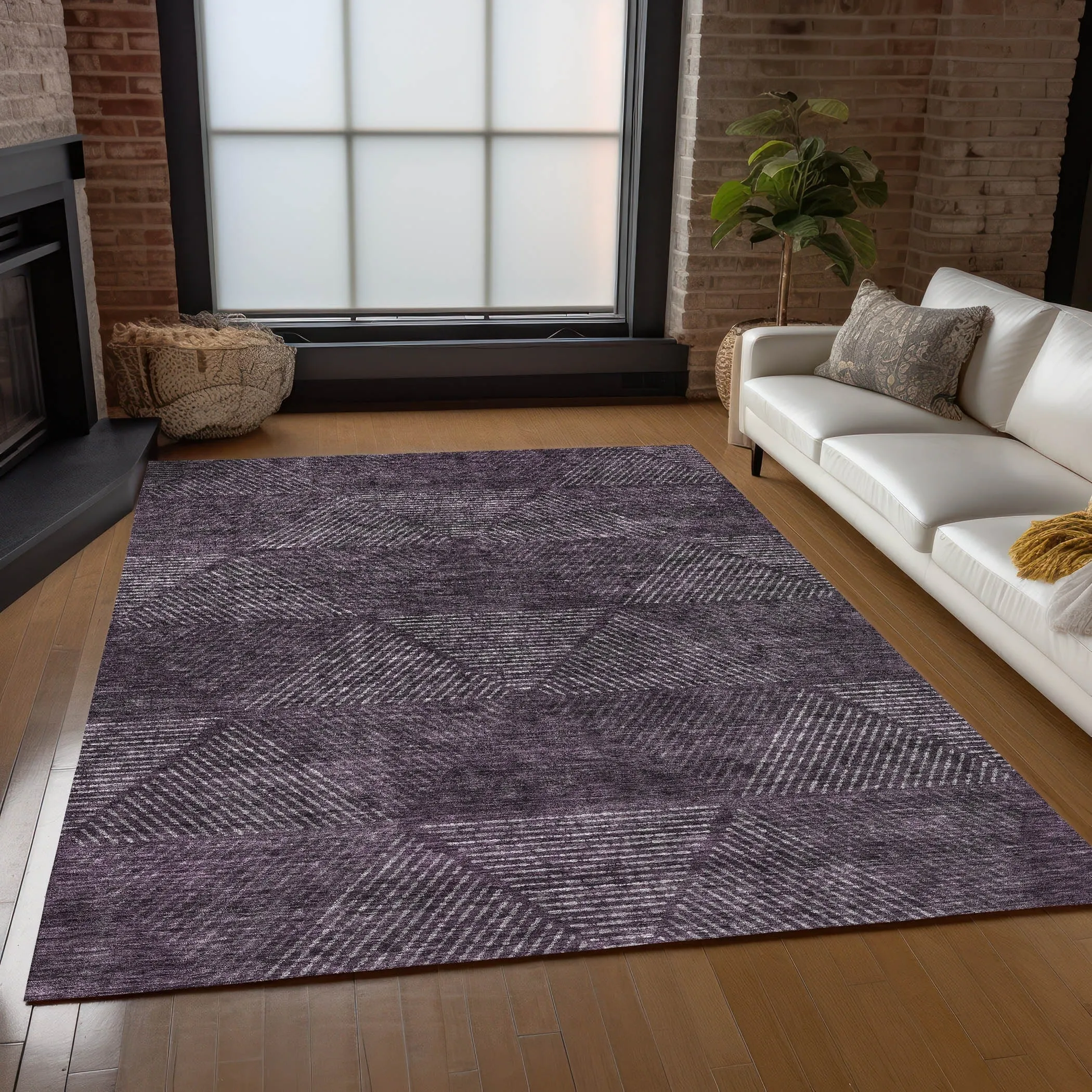 Machine Washable Indoor/ Outdoor Chantille Contemporary Prism Rug