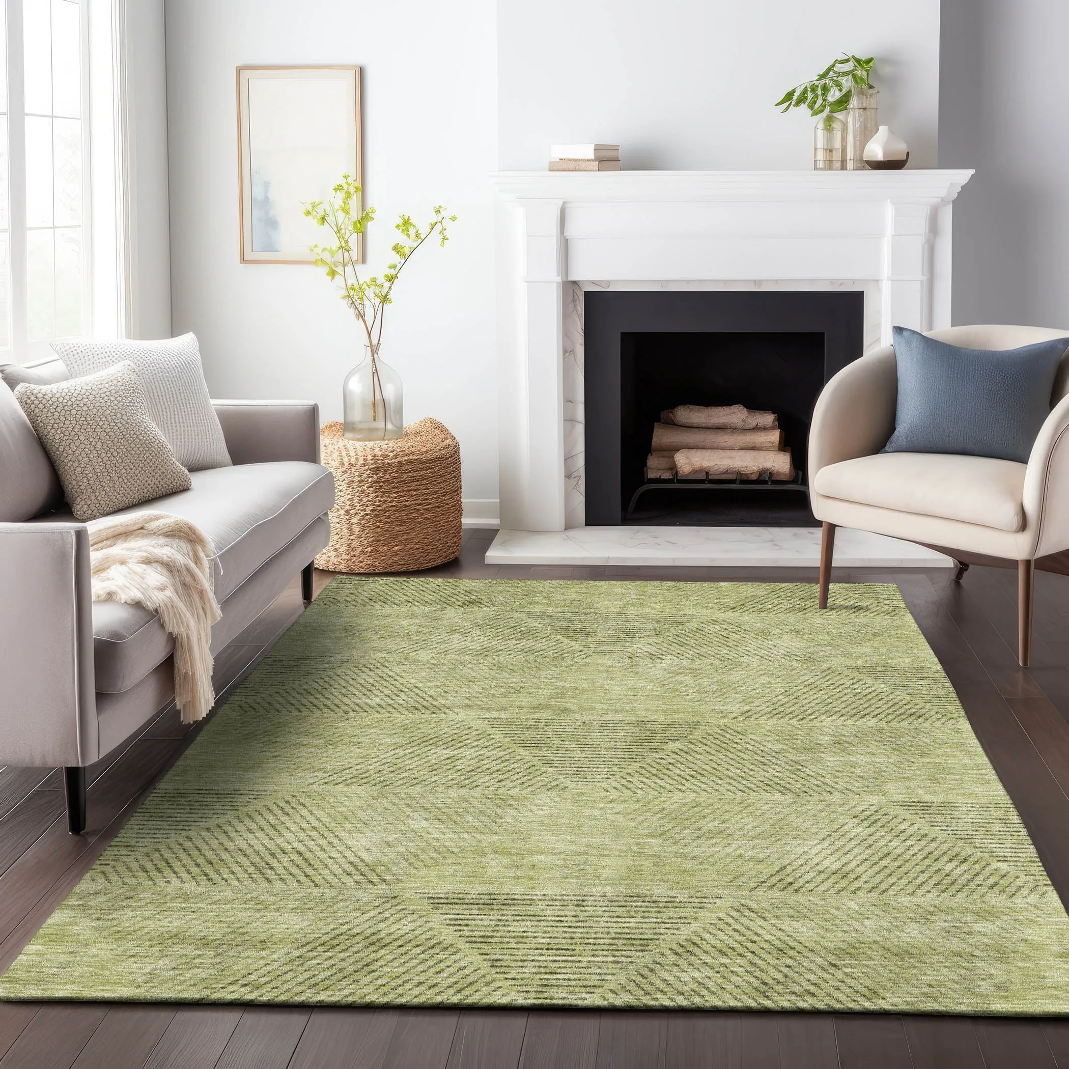 Machine Washable Indoor/ Outdoor Chantille Contemporary Prism Rug