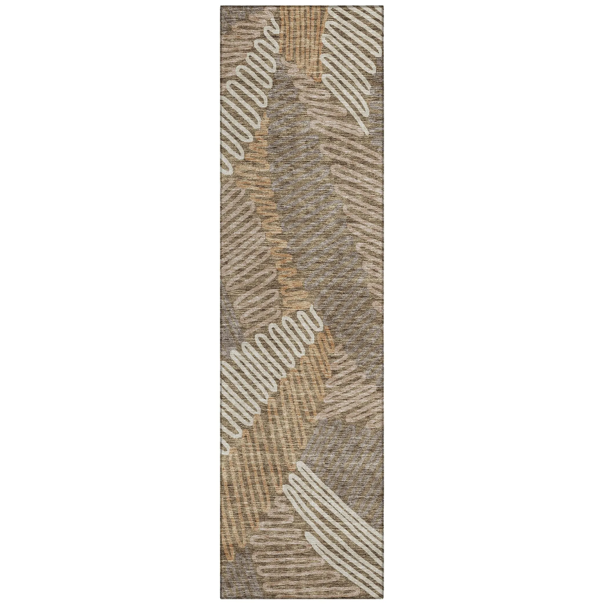 Machine Washable Indoor/ Outdoor Chantille Contemporary Squiggles Rug