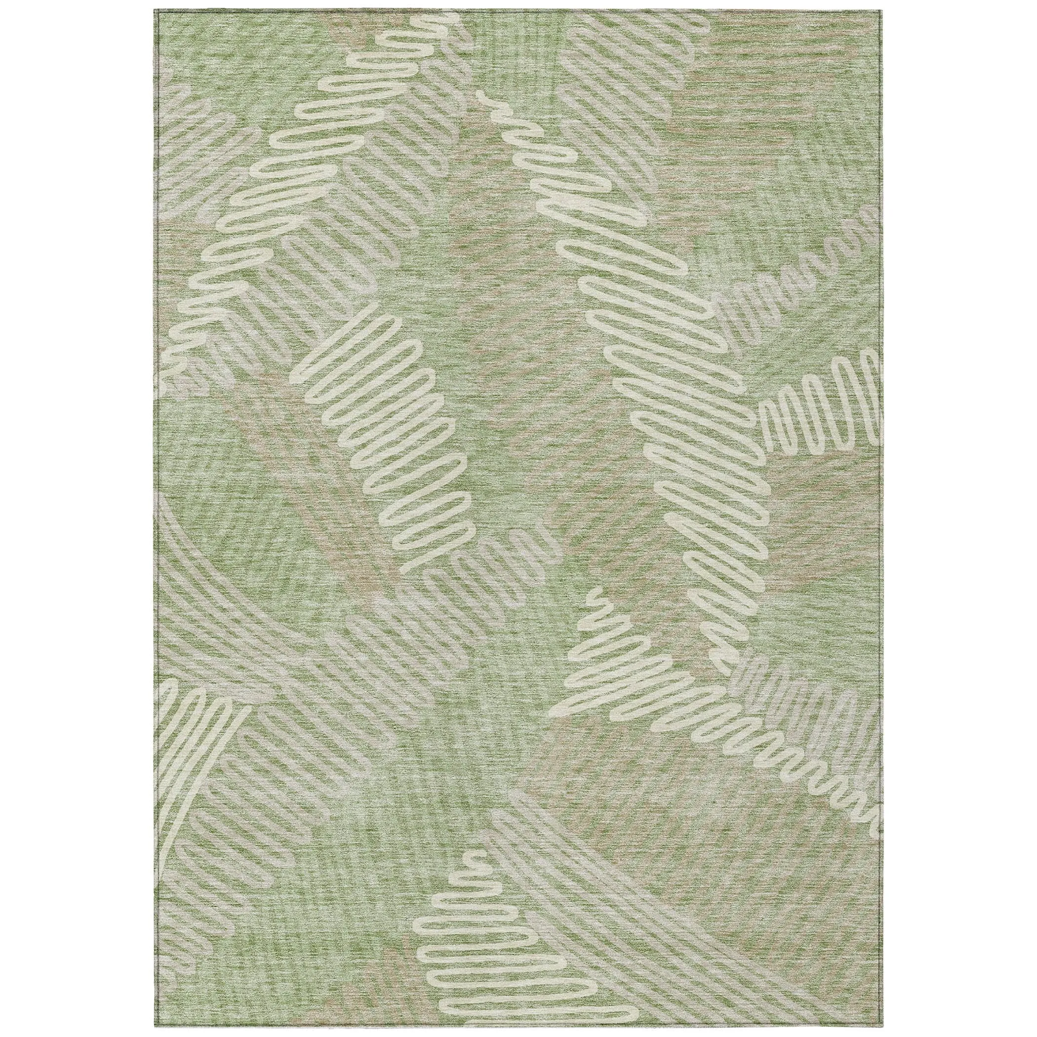 Machine Washable Indoor/ Outdoor Chantille Contemporary Squiggles Rug