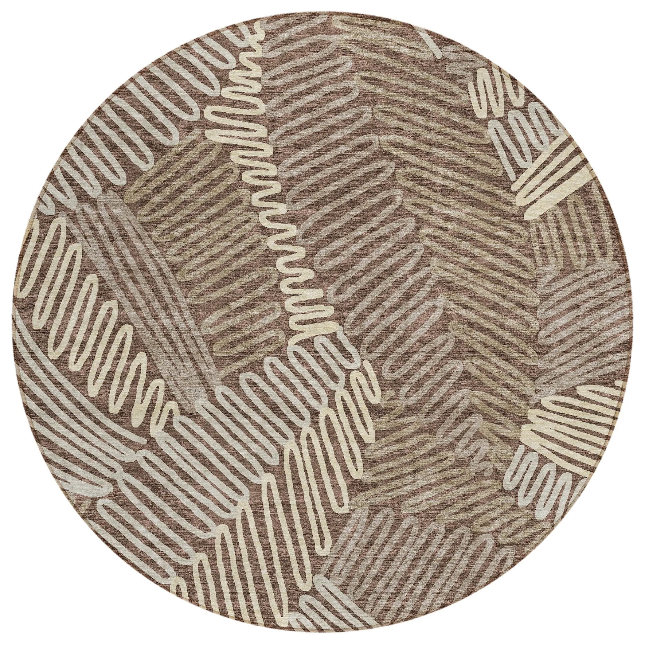 Machine Washable Indoor/ Outdoor Chantille Contemporary Squiggles Rug