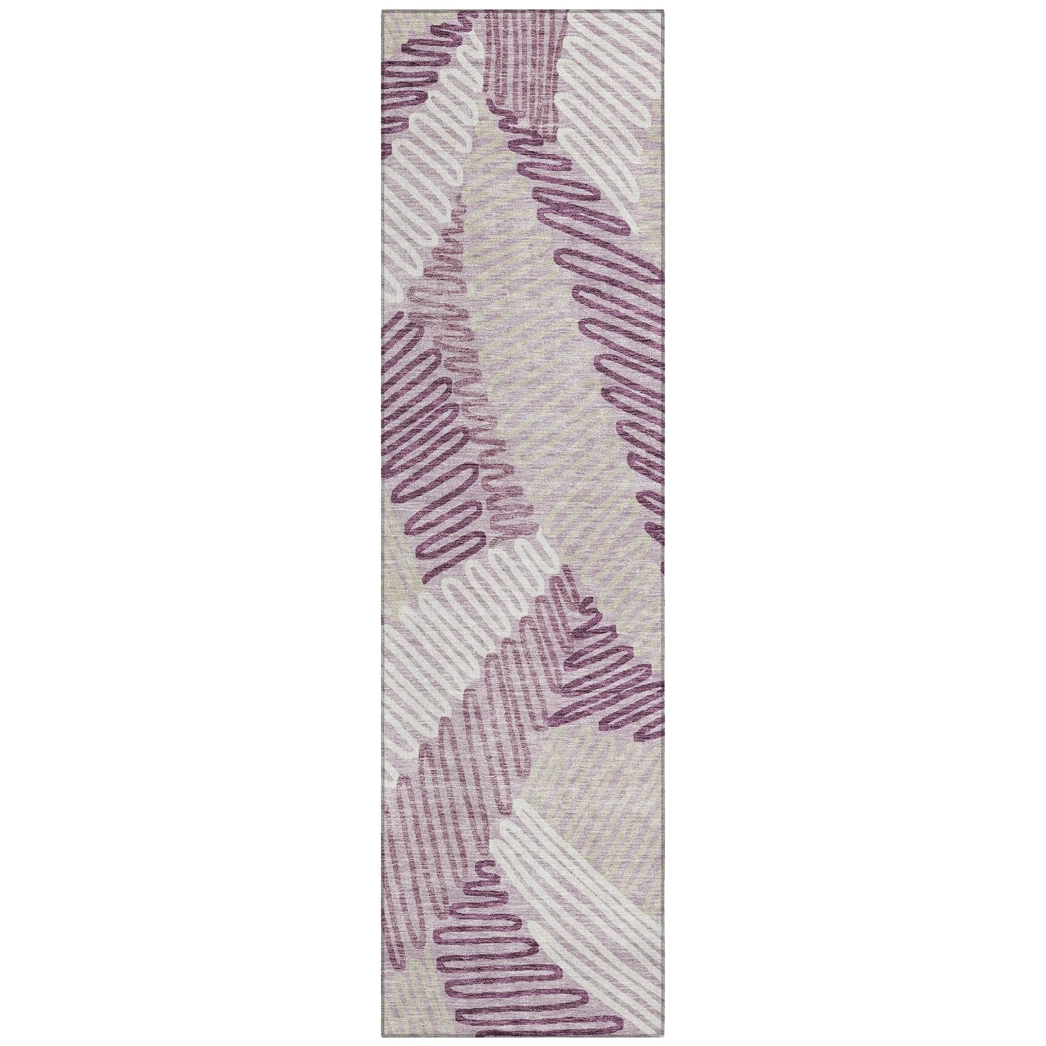 Machine Washable Indoor/ Outdoor Chantille Contemporary Squiggles Rug