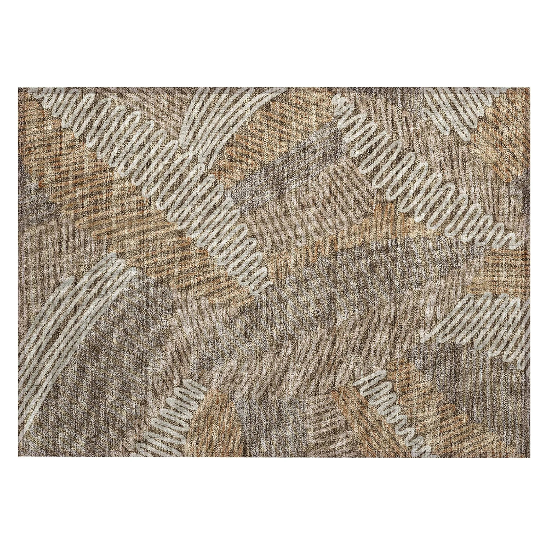 Machine Washable Indoor/ Outdoor Chantille Contemporary Squiggles Rug