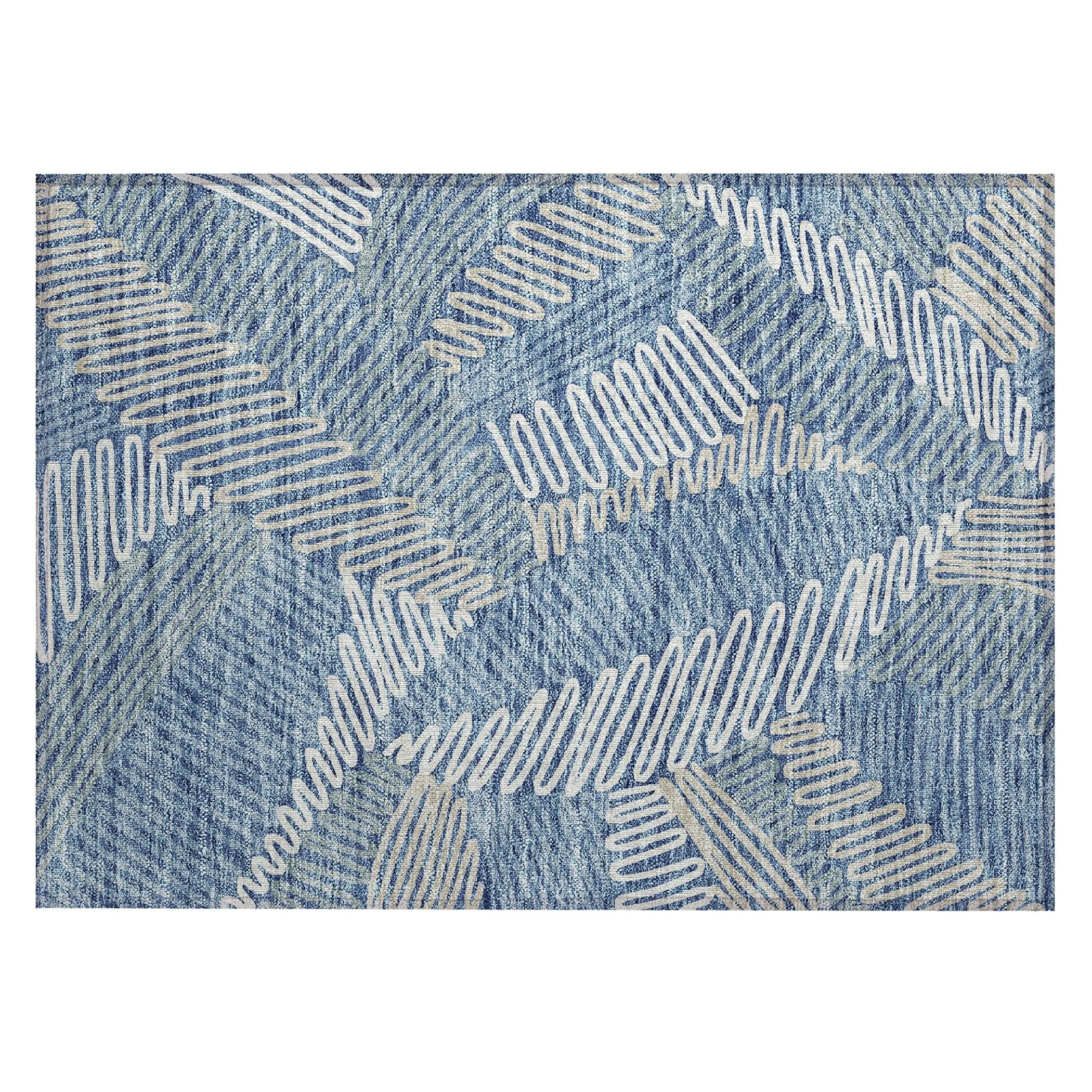 Machine Washable Indoor/ Outdoor Chantille Contemporary Squiggles Rug