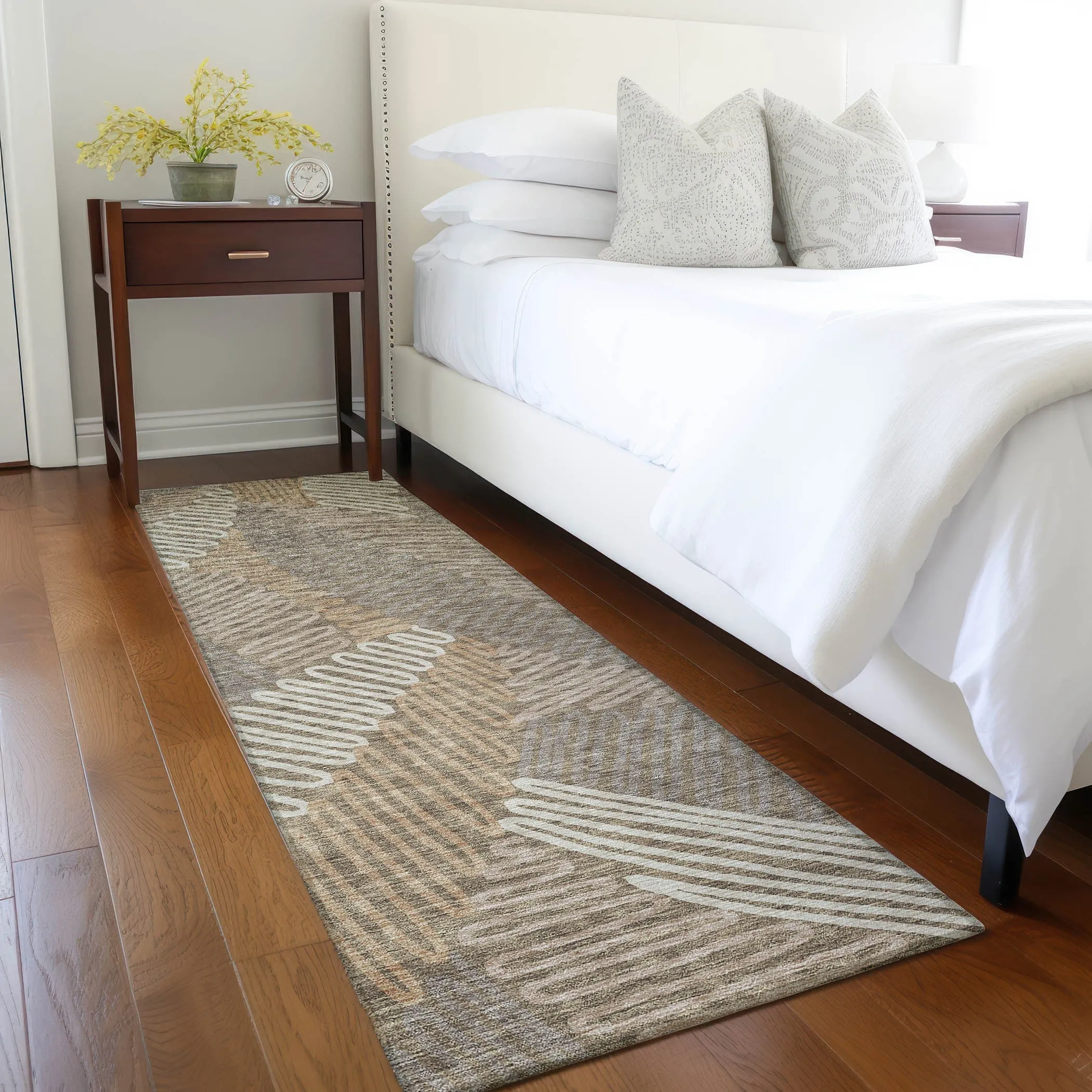 Machine Washable Indoor/ Outdoor Chantille Contemporary Squiggles Rug