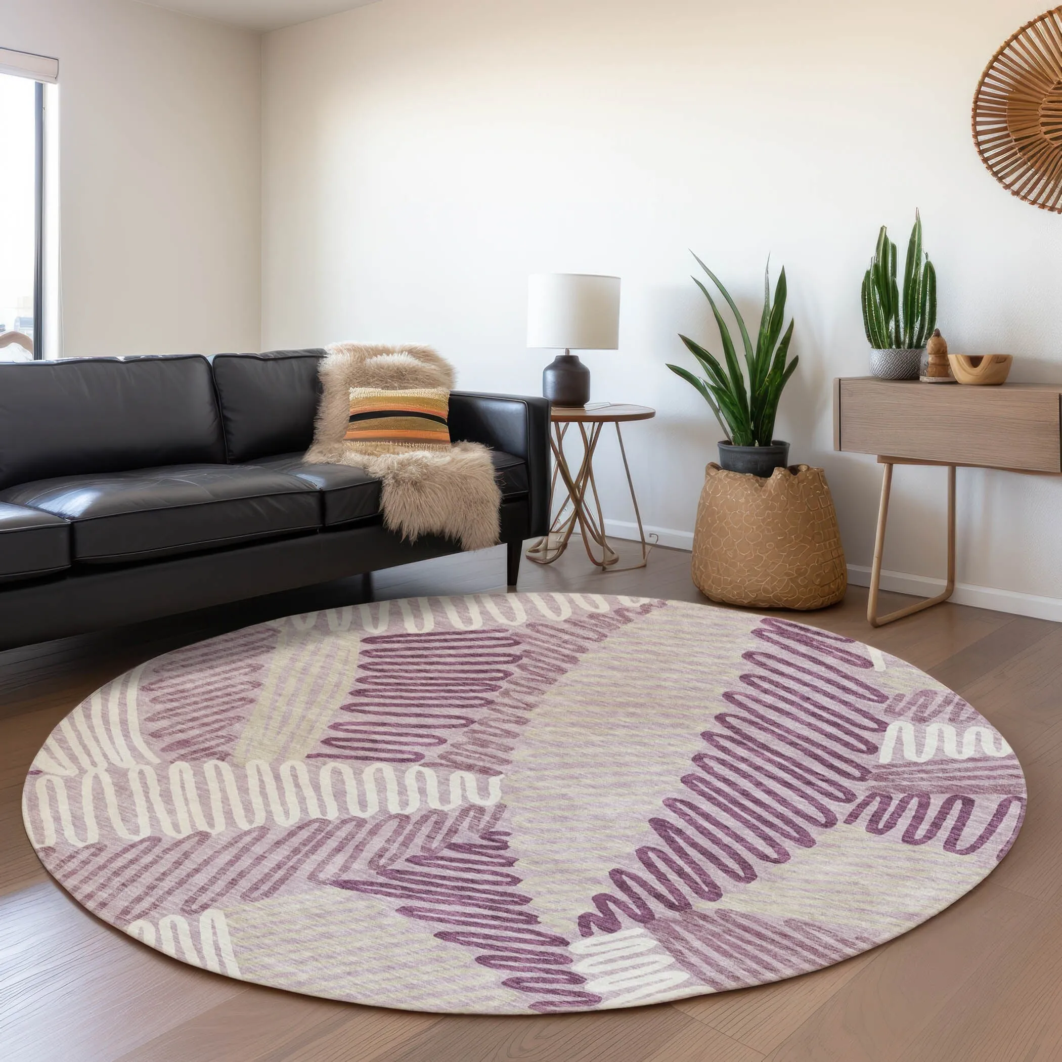 Machine Washable Indoor/ Outdoor Chantille Contemporary Squiggles Rug