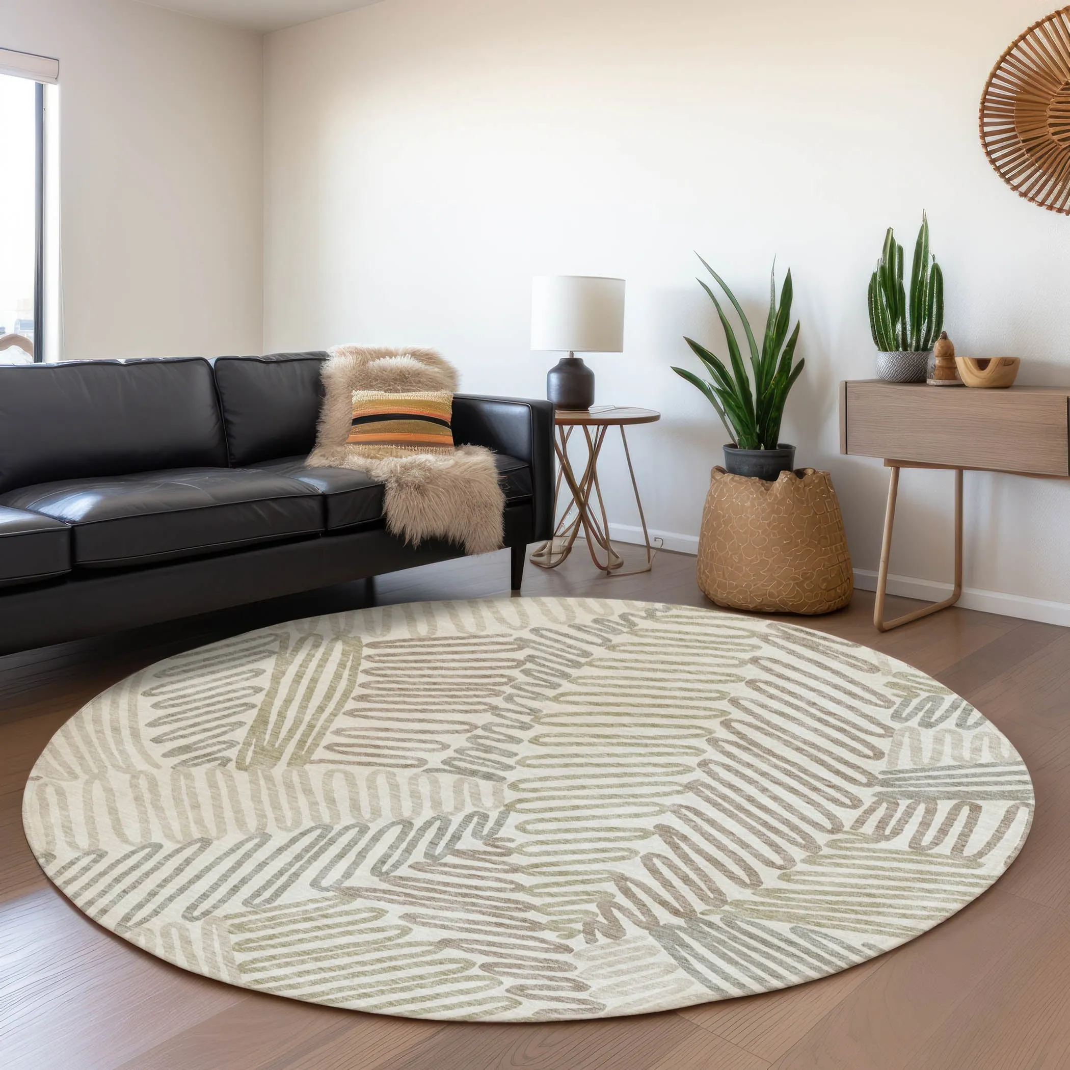 Machine Washable Indoor/ Outdoor Chantille Contemporary Squiggles Rug
