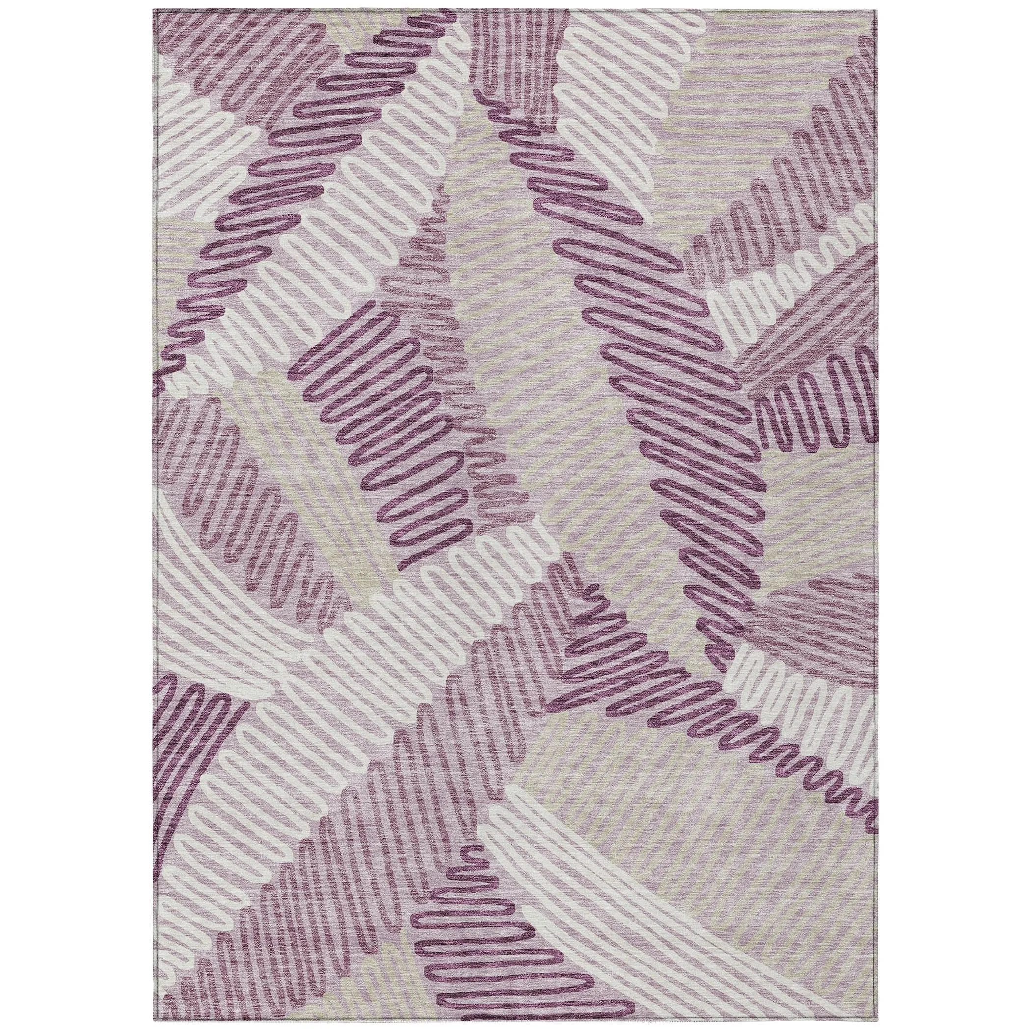 Machine Washable Indoor/ Outdoor Chantille Contemporary Squiggles Rug