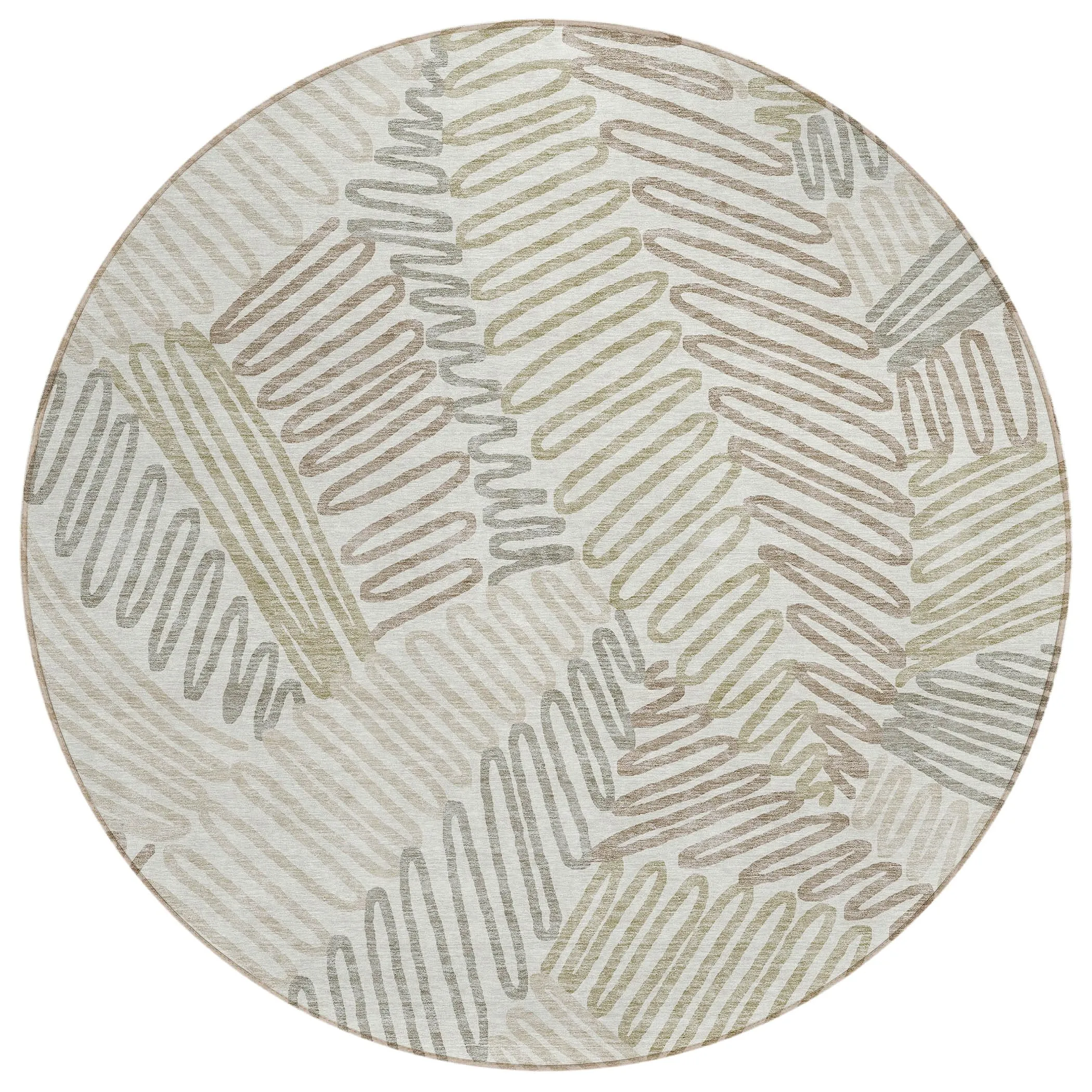 Machine Washable Indoor/ Outdoor Chantille Contemporary Squiggles Rug