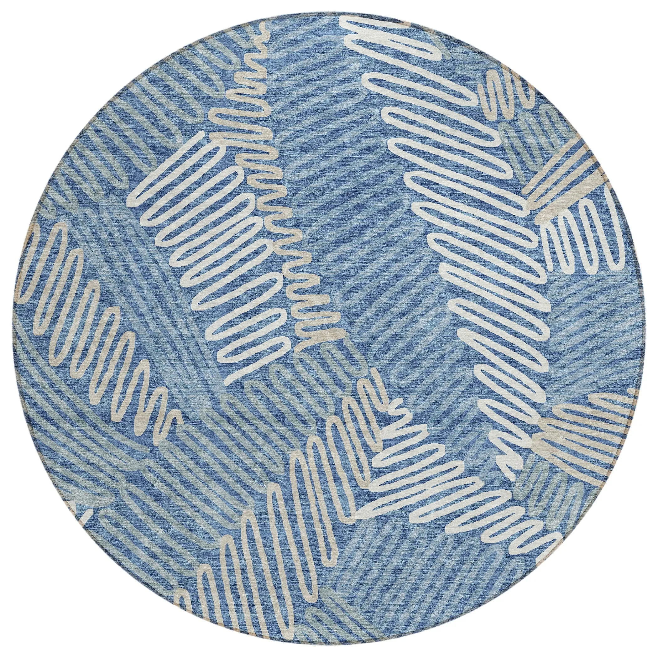 Machine Washable Indoor/ Outdoor Chantille Contemporary Squiggles Rug