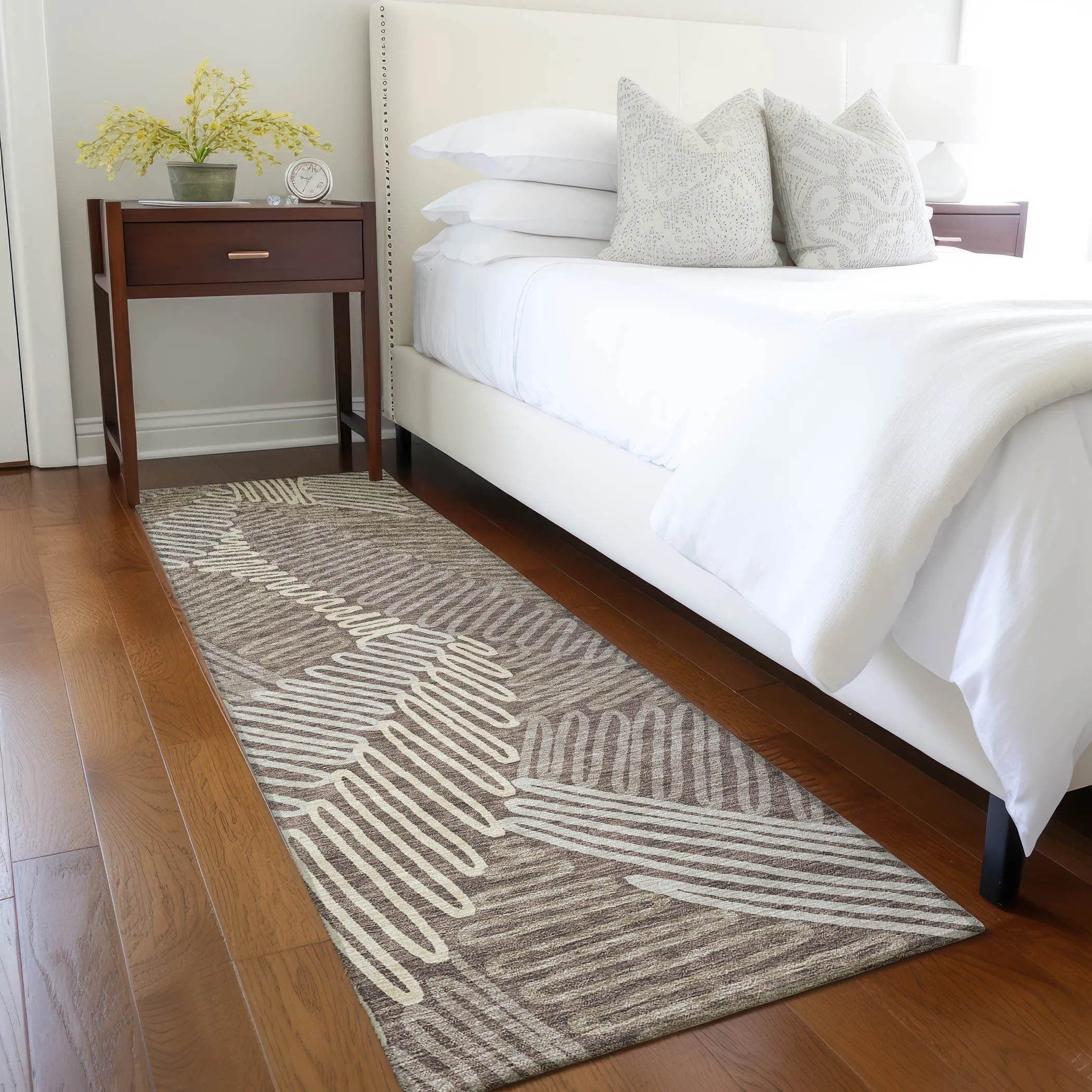 Machine Washable Indoor/ Outdoor Chantille Contemporary Squiggles Rug