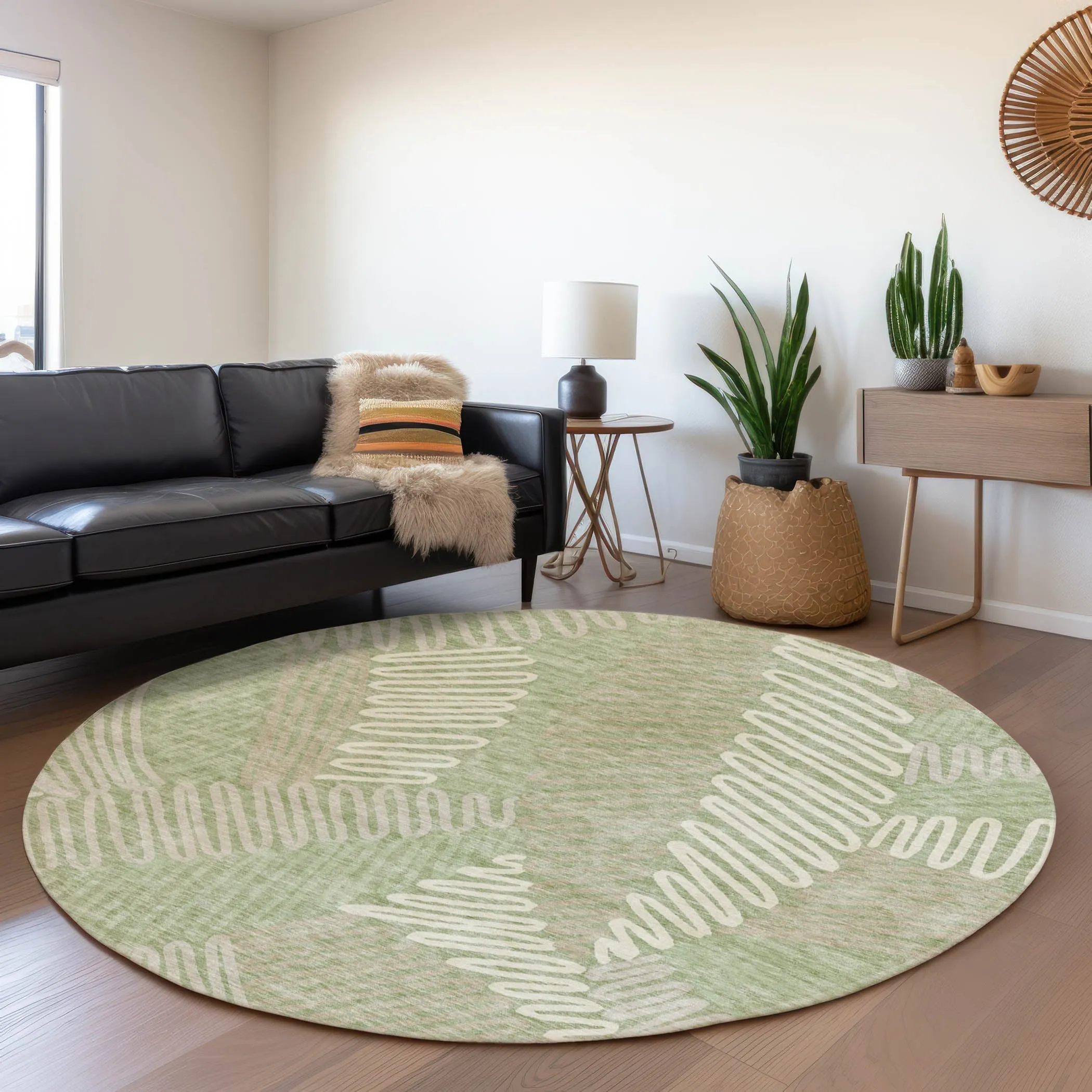 Machine Washable Indoor/ Outdoor Chantille Contemporary Squiggles Rug